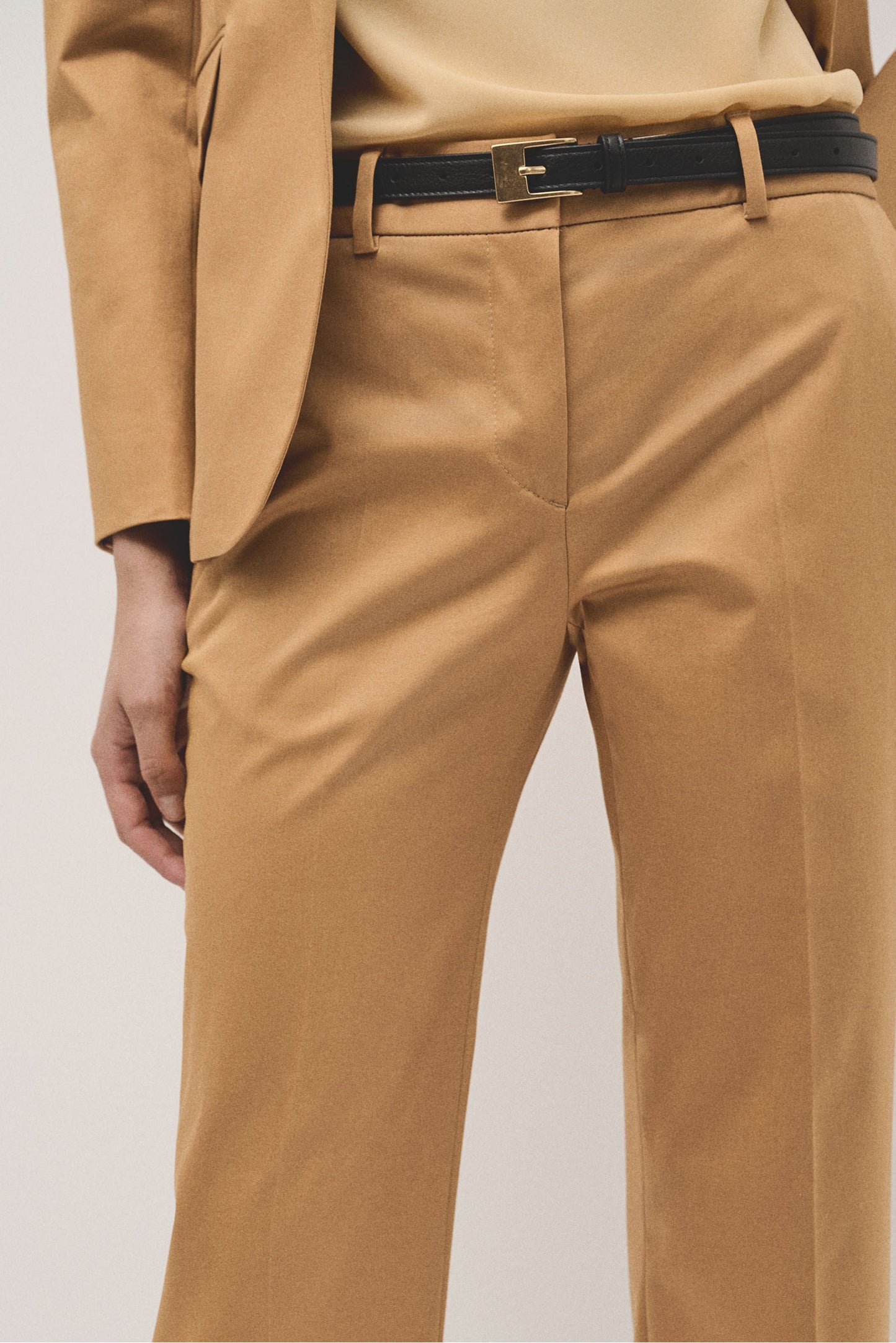 Mustard straight cotton satin pants