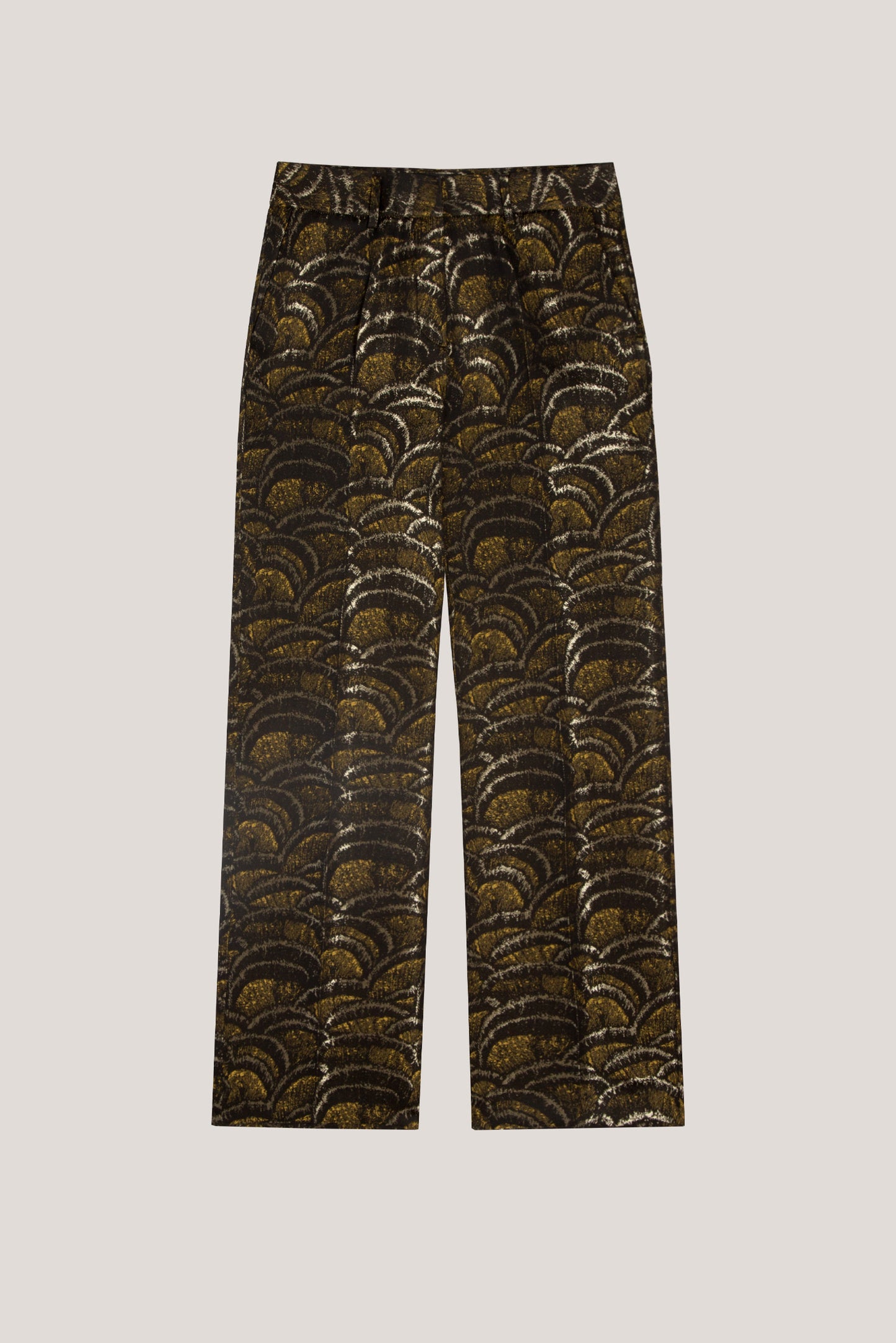 Straight jacquard golden waves pants