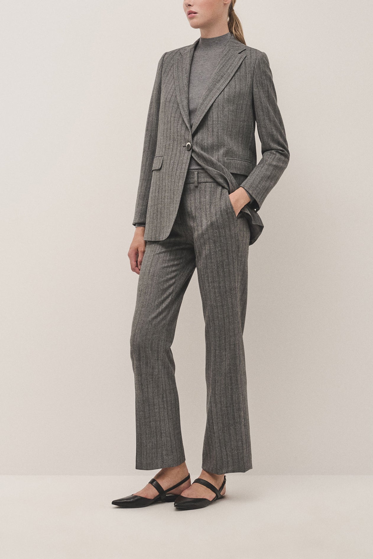 Marengo gray straight herringbone pants