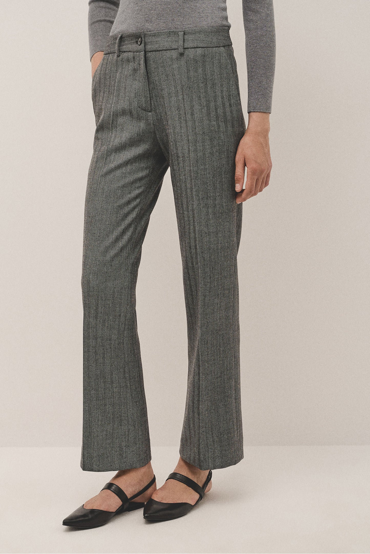 Marengo gray straight herringbone pants