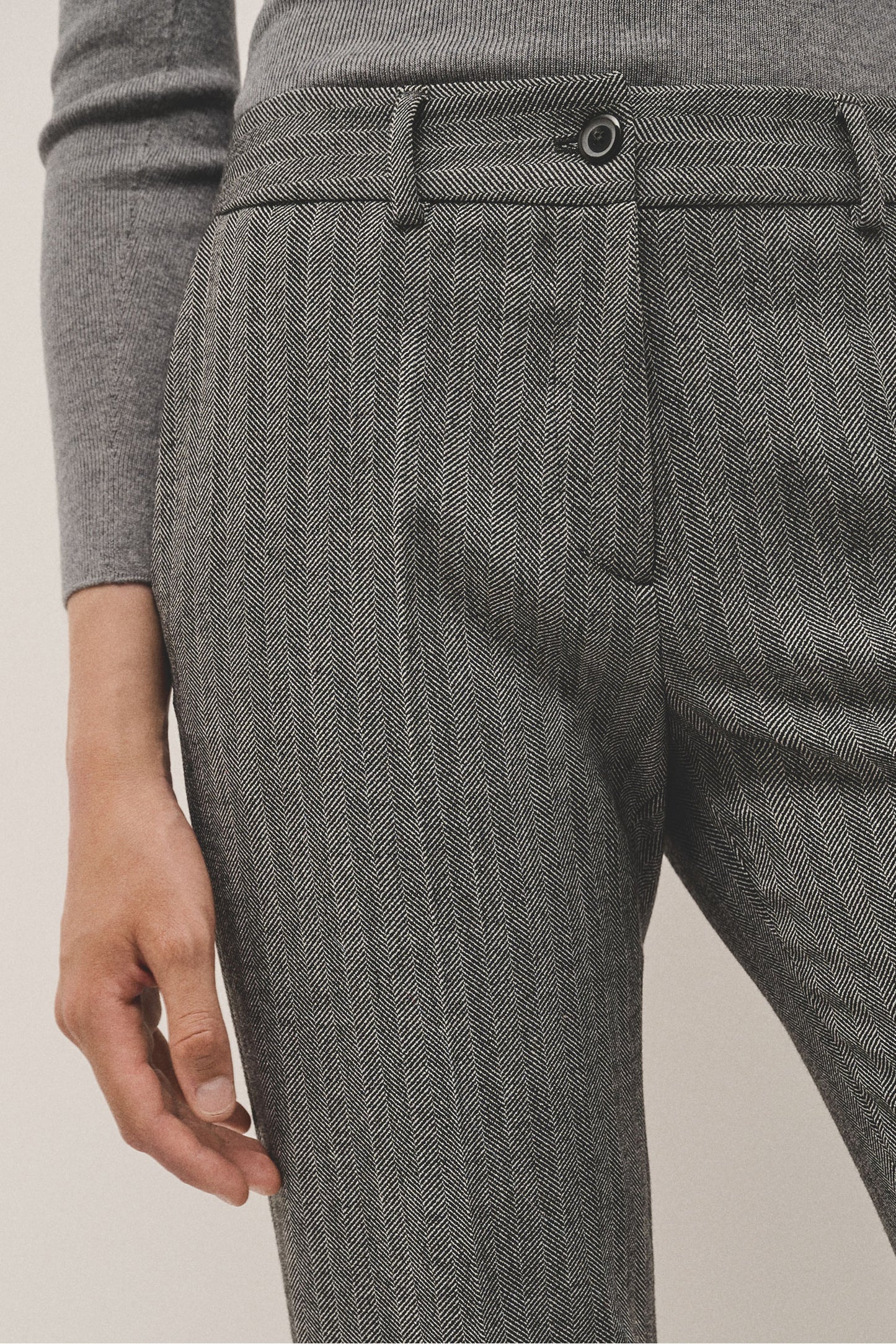 Marengo gray straight herringbone pants