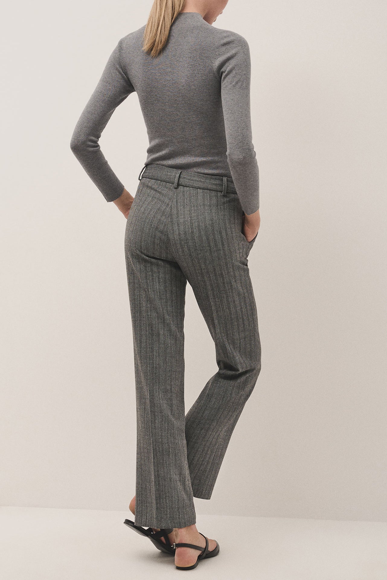 Marengo gray straight herringbone pants