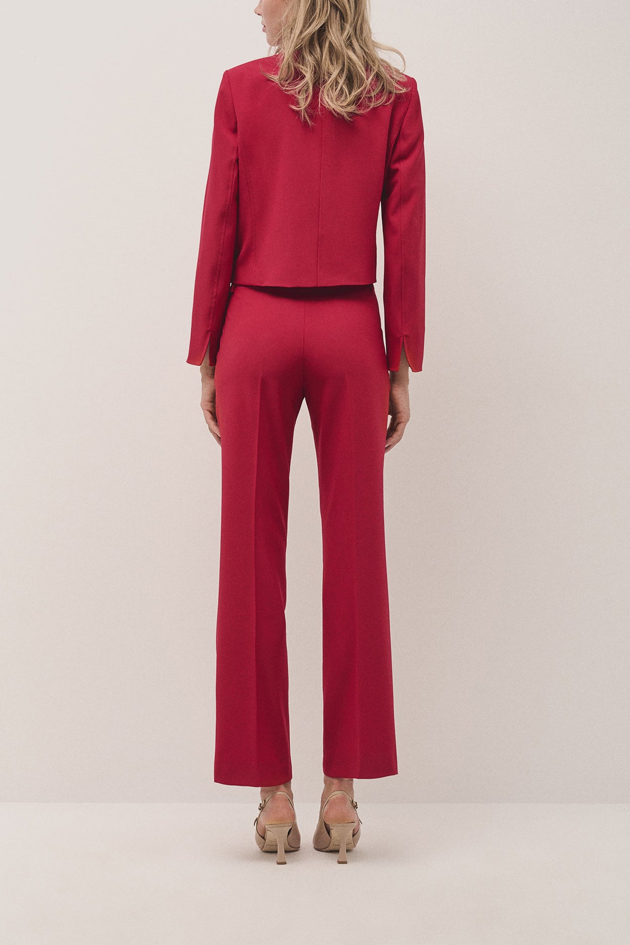 Red straight crepe pants