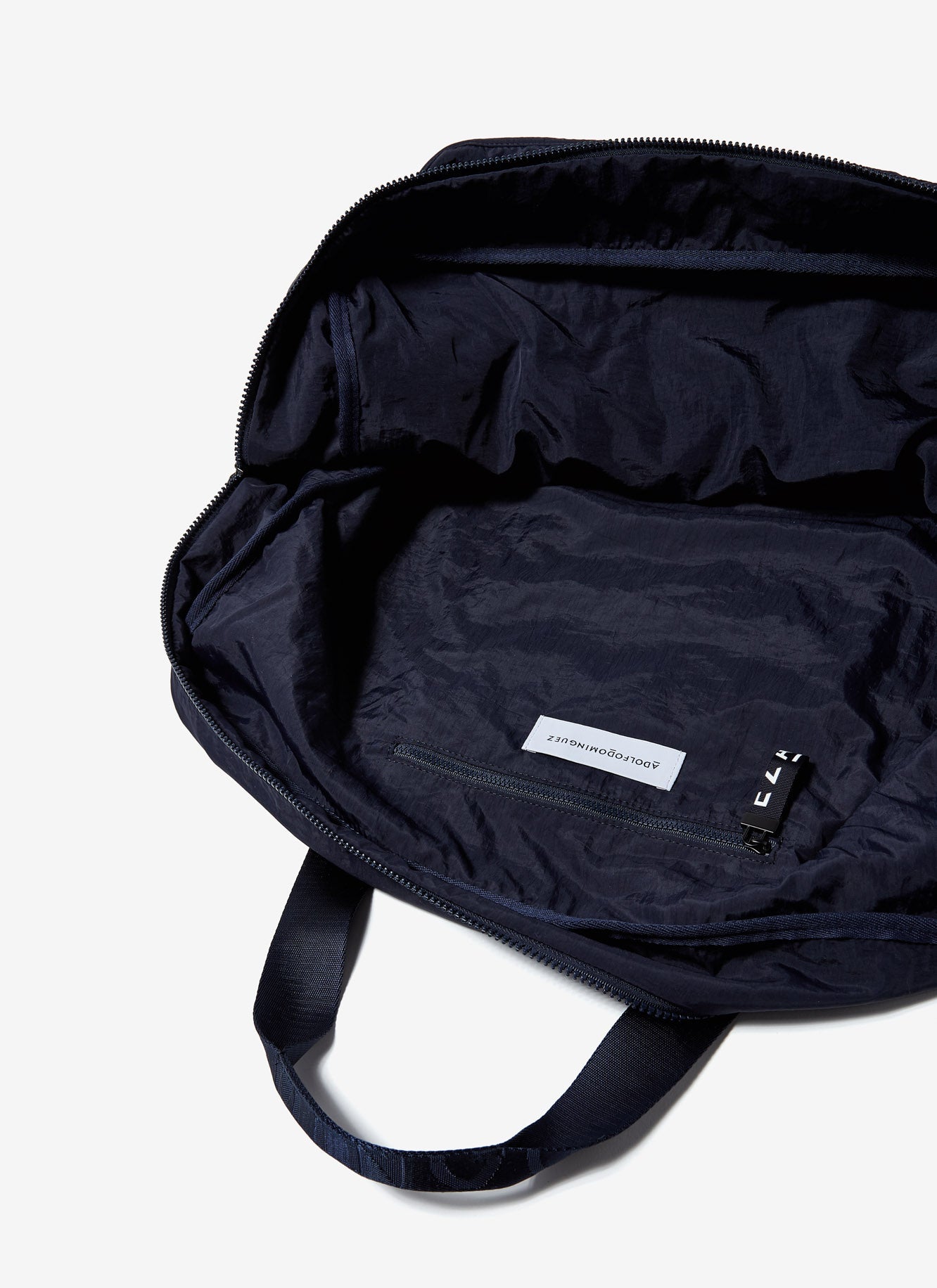 Navy Blue Nylon Weekender With Double Strap