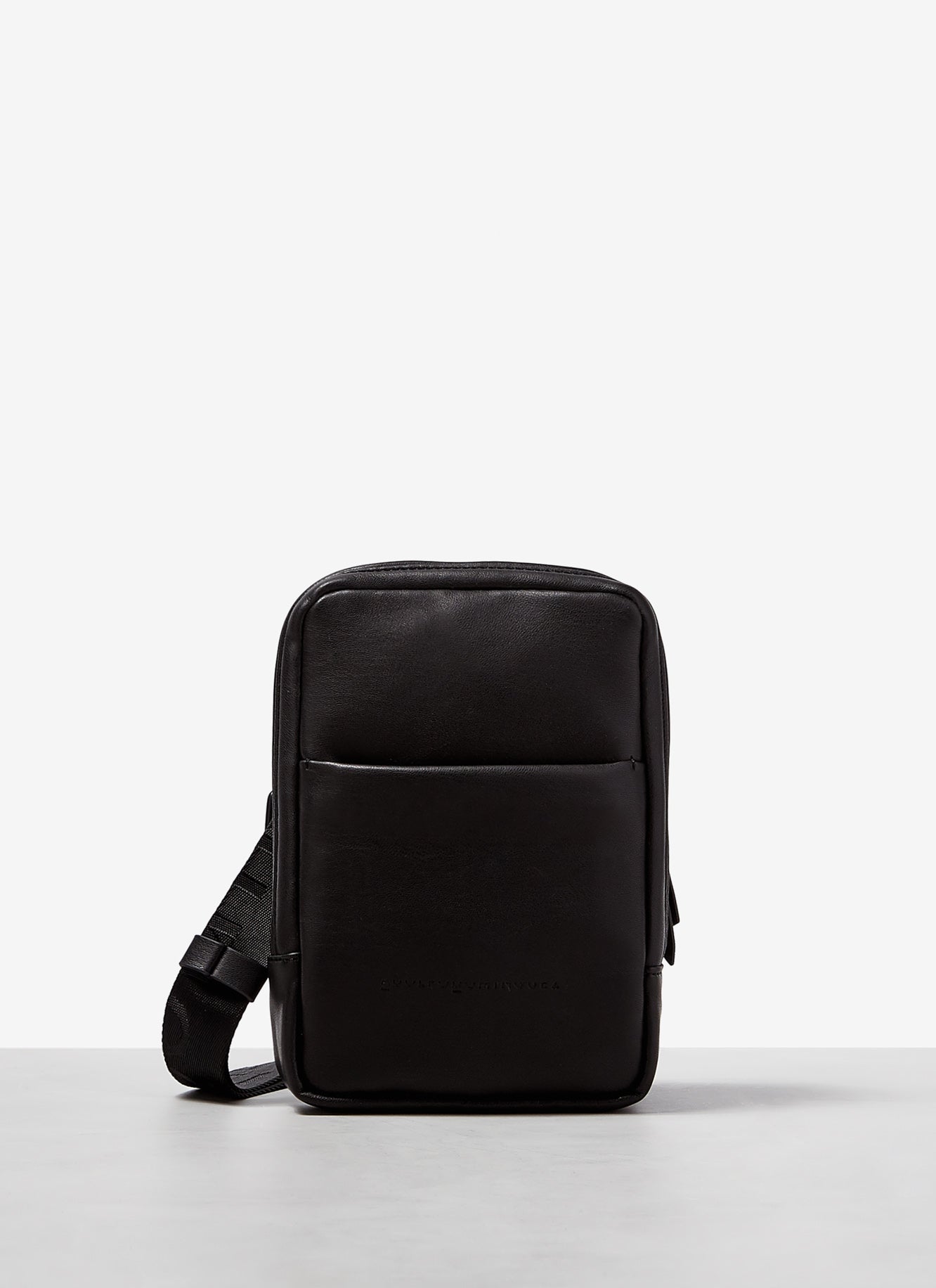 Black Crossbody Bag With Logoed Strap