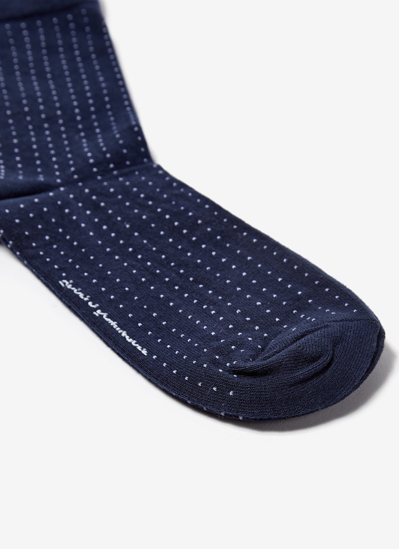 Blue/White Ankle Socks With Pindot Print