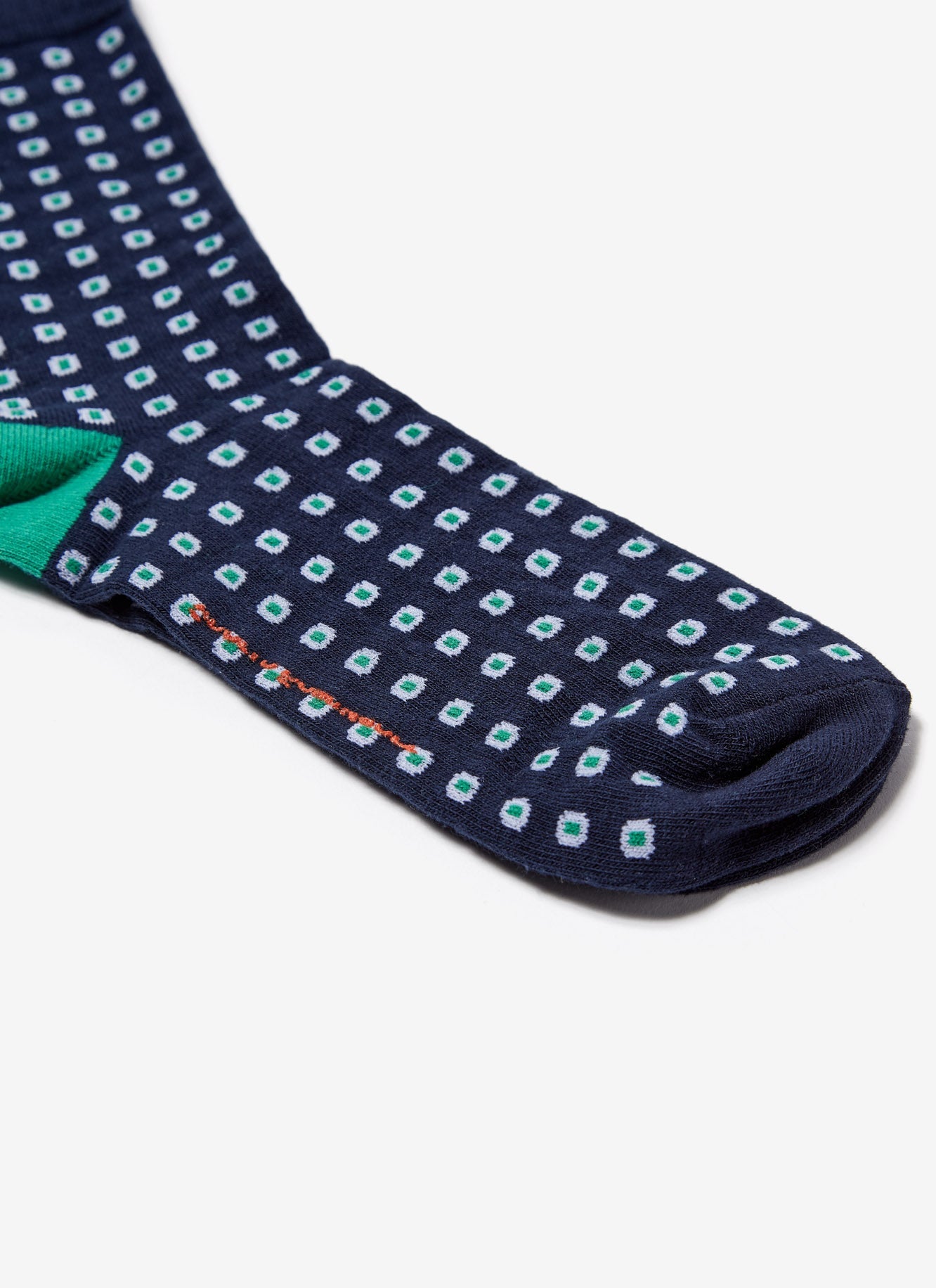 Navy Blue/White Socks With Geometric Motif