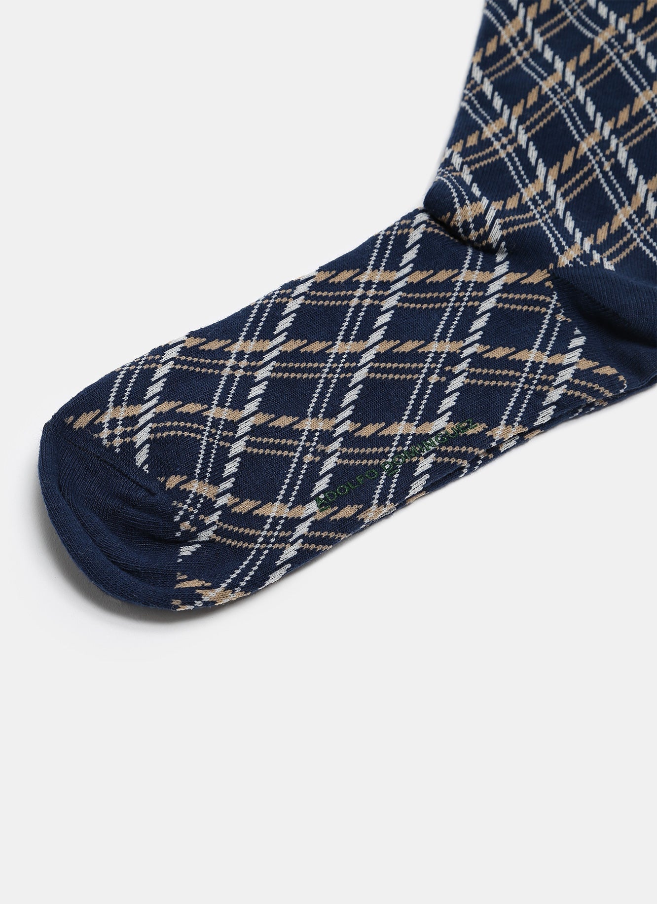 Navy Blue Low Cut Socks With Check Pattern