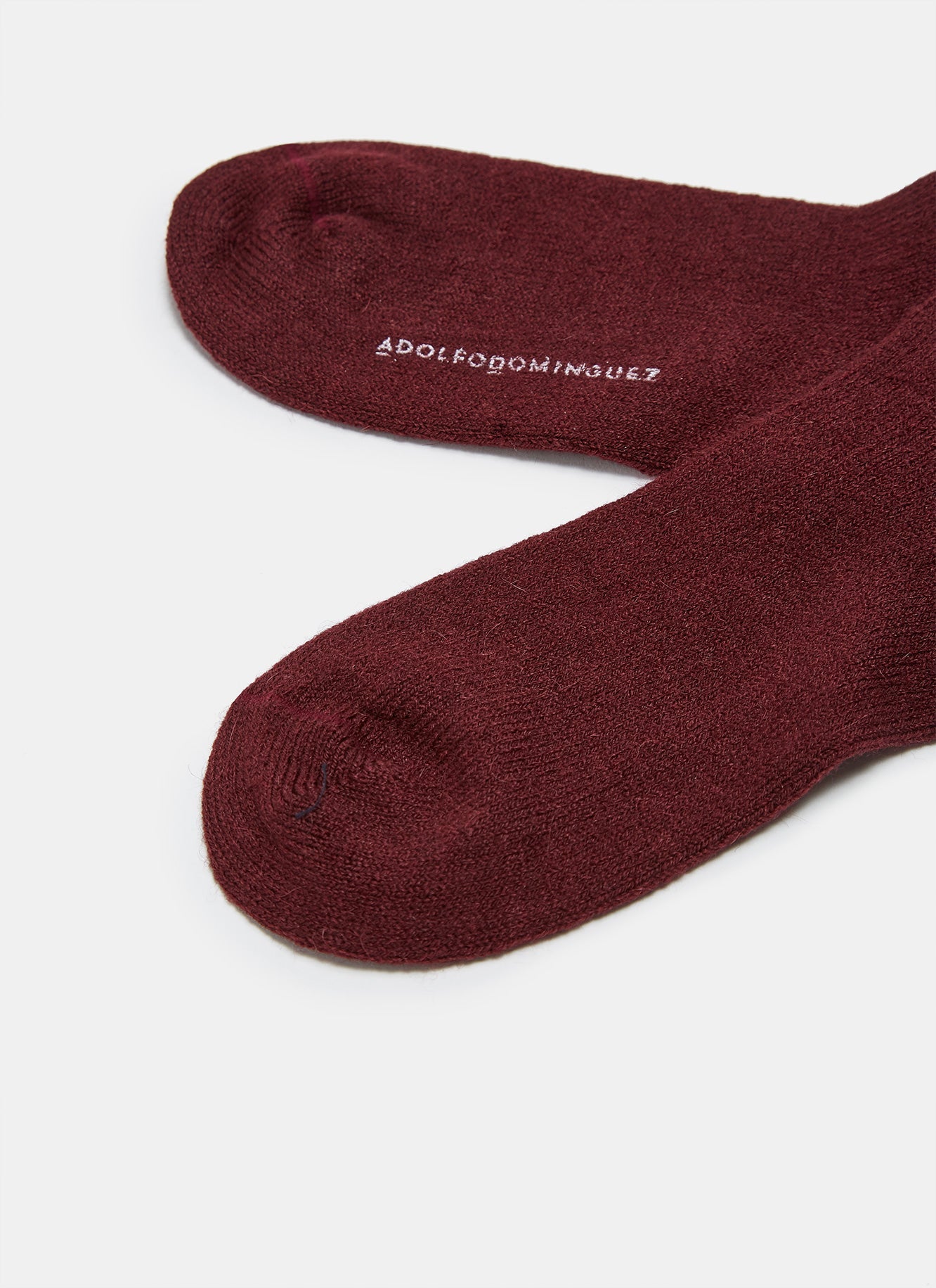 Burgundy Alpaca Ribbed Knit Socks