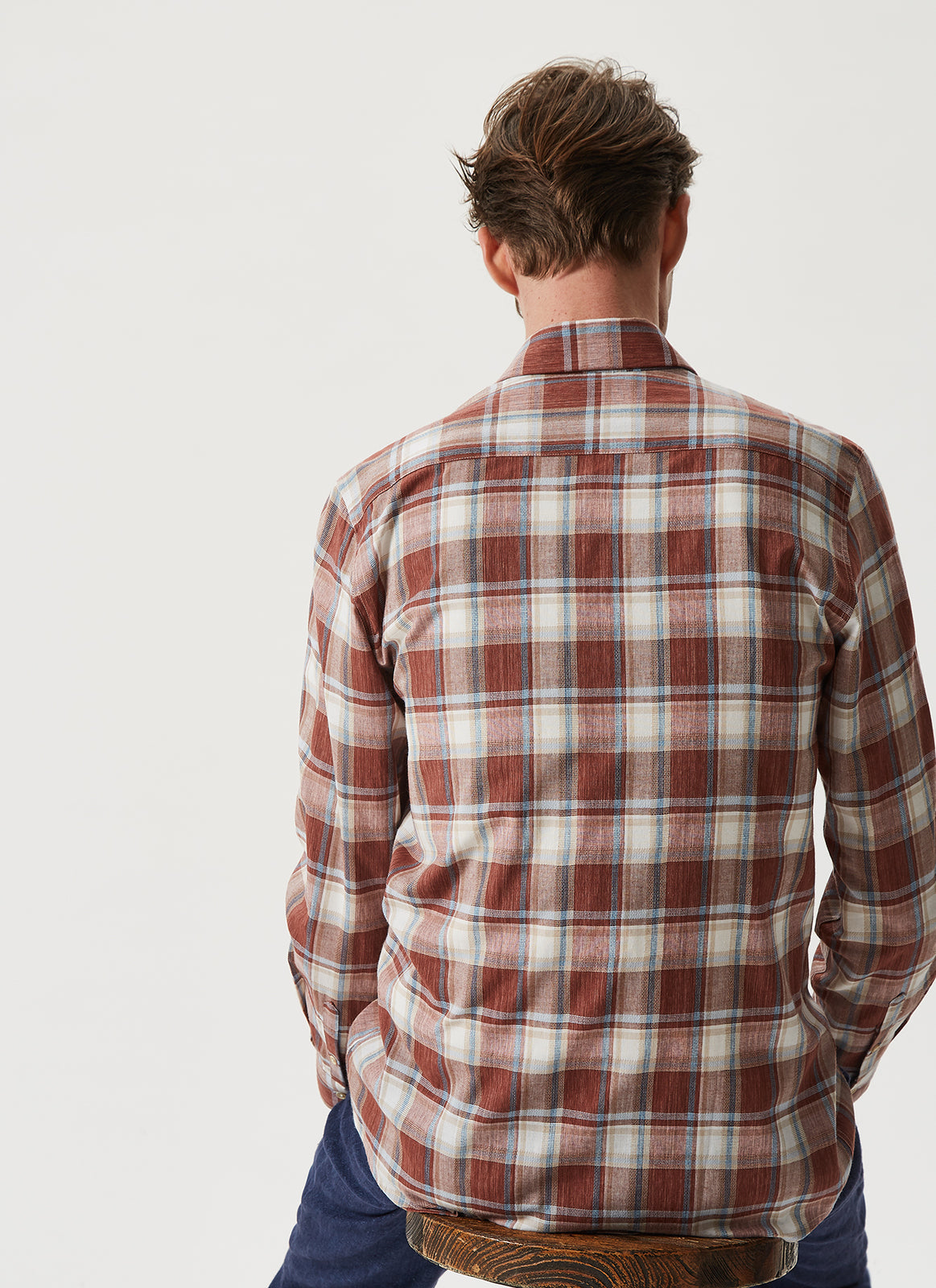 Terracotta Checked Shirt With Button-Down Collar