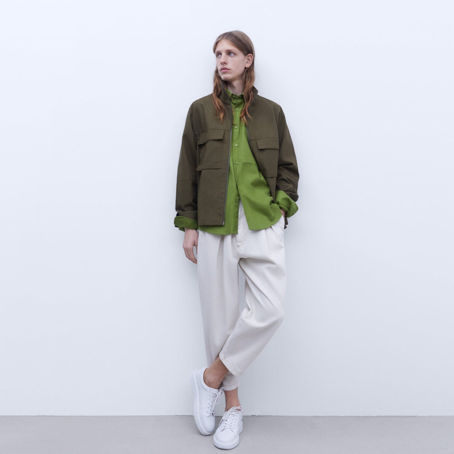 Green Cotton Maxi-Pocket Shirt