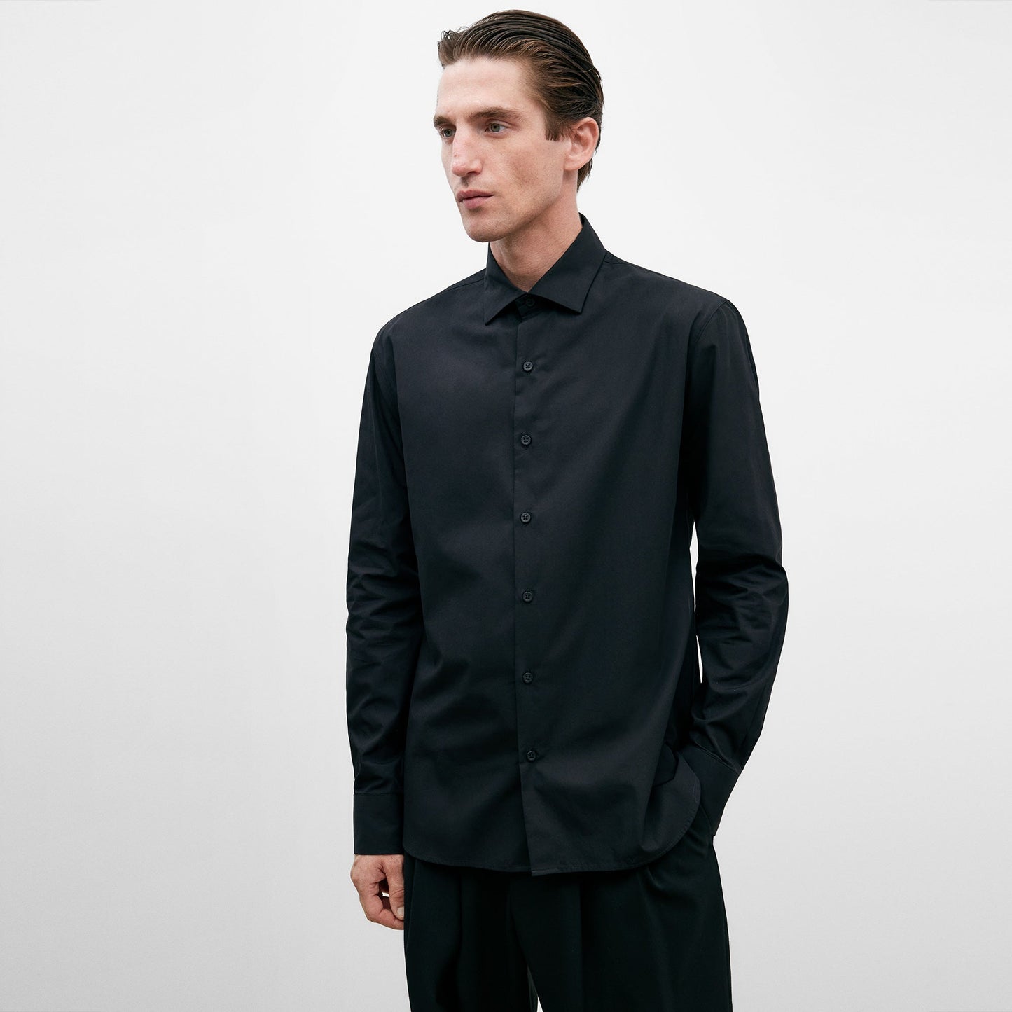 Black Slim Fit Cotton Shirt