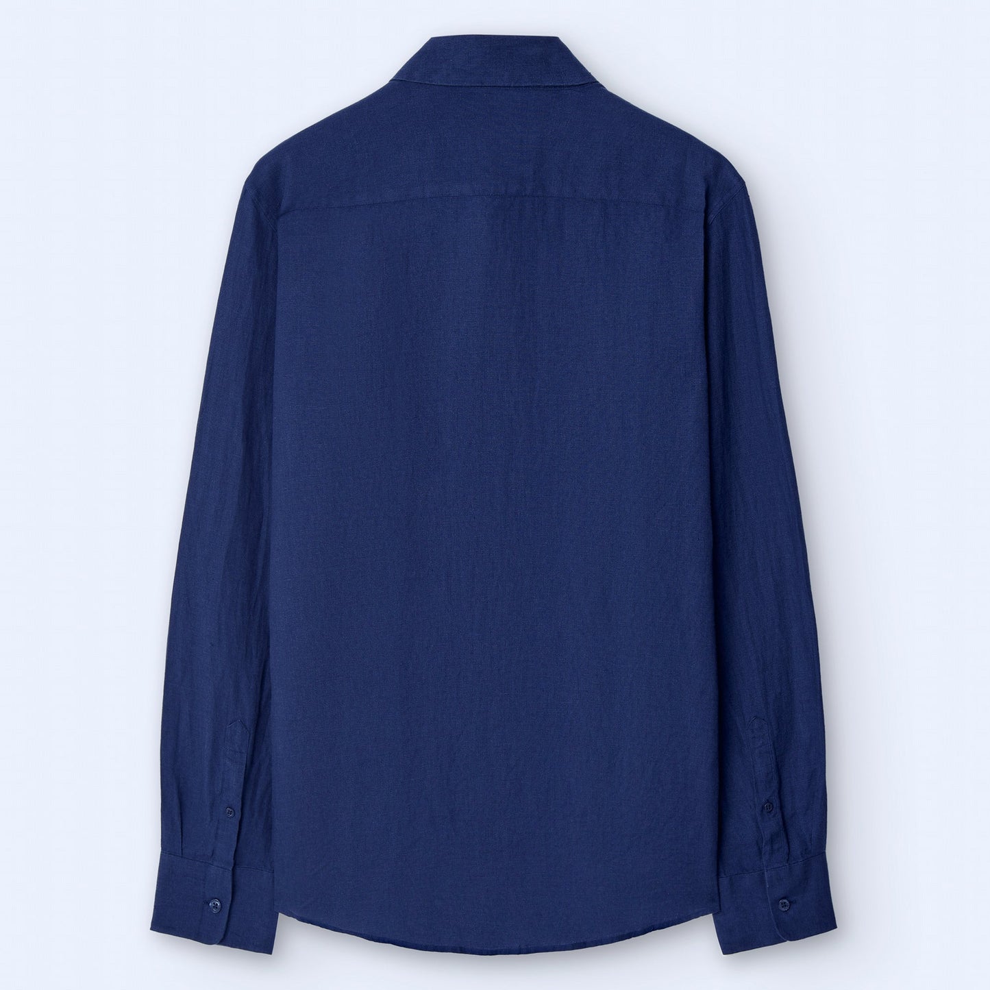 Navy Linen Lapel Collar Shirt