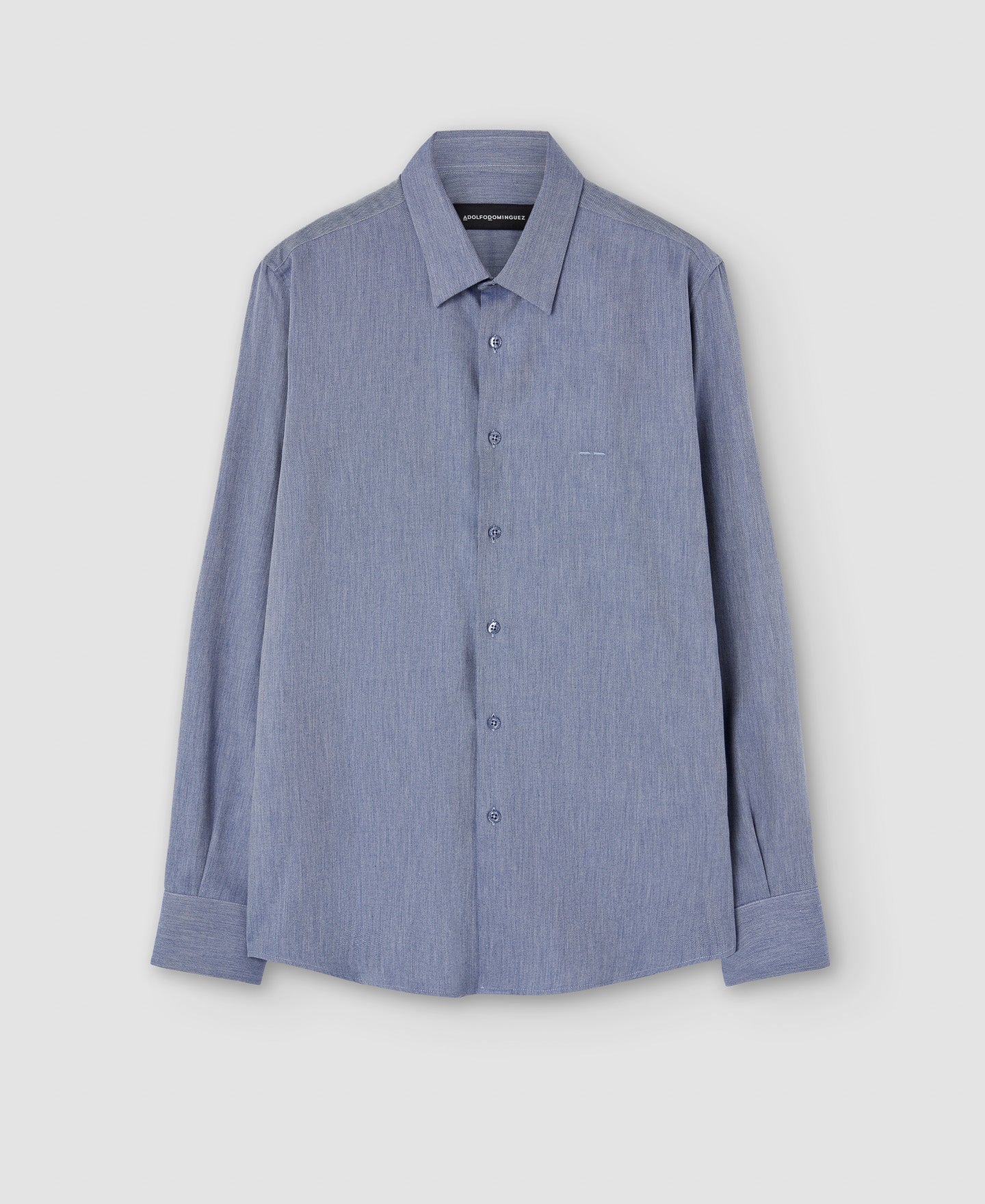 Men Shirt | Blue Melange Shirt by Spanish designer Adolfo Dominguez