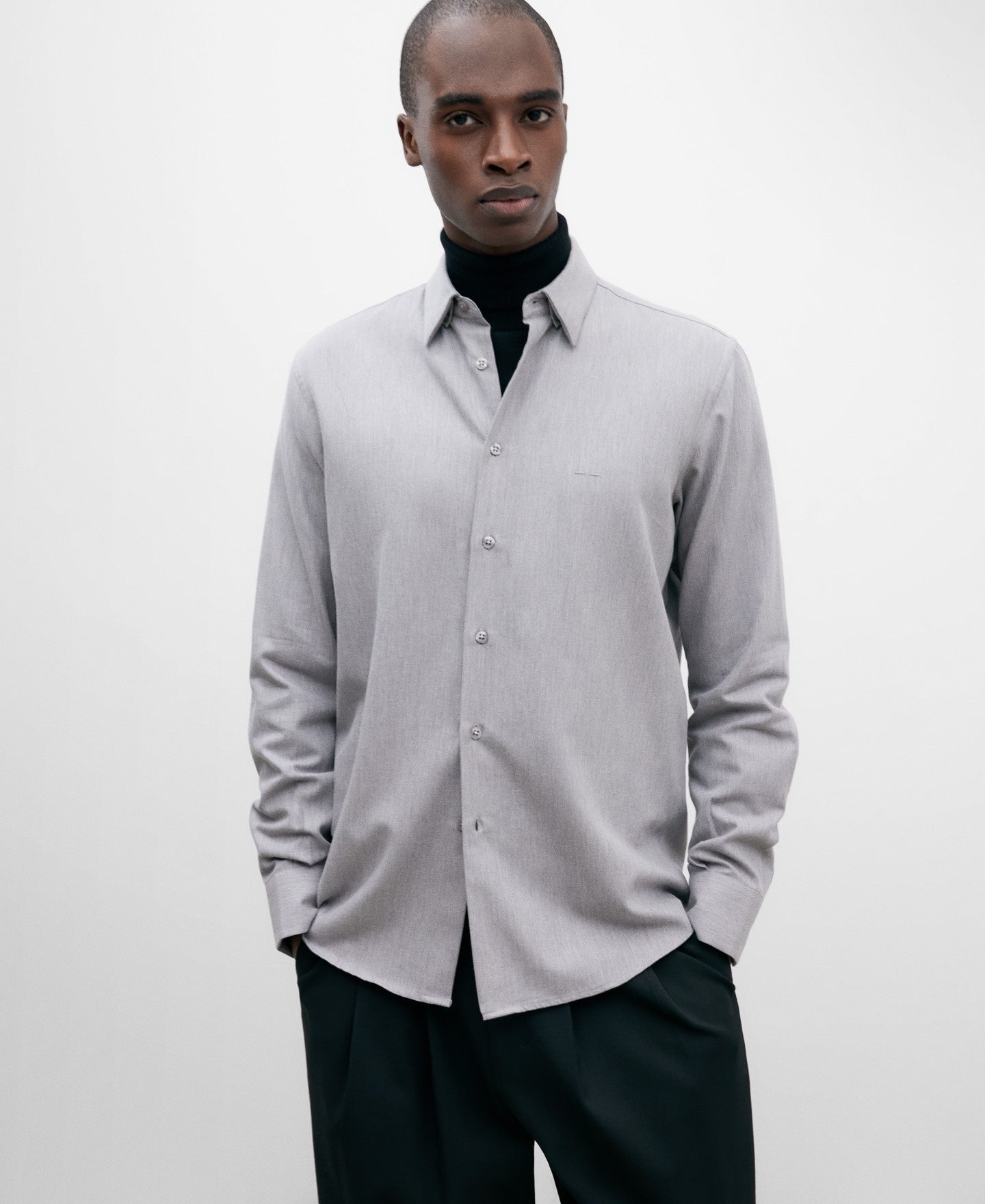 Light Grey Cotton Shirt For Men