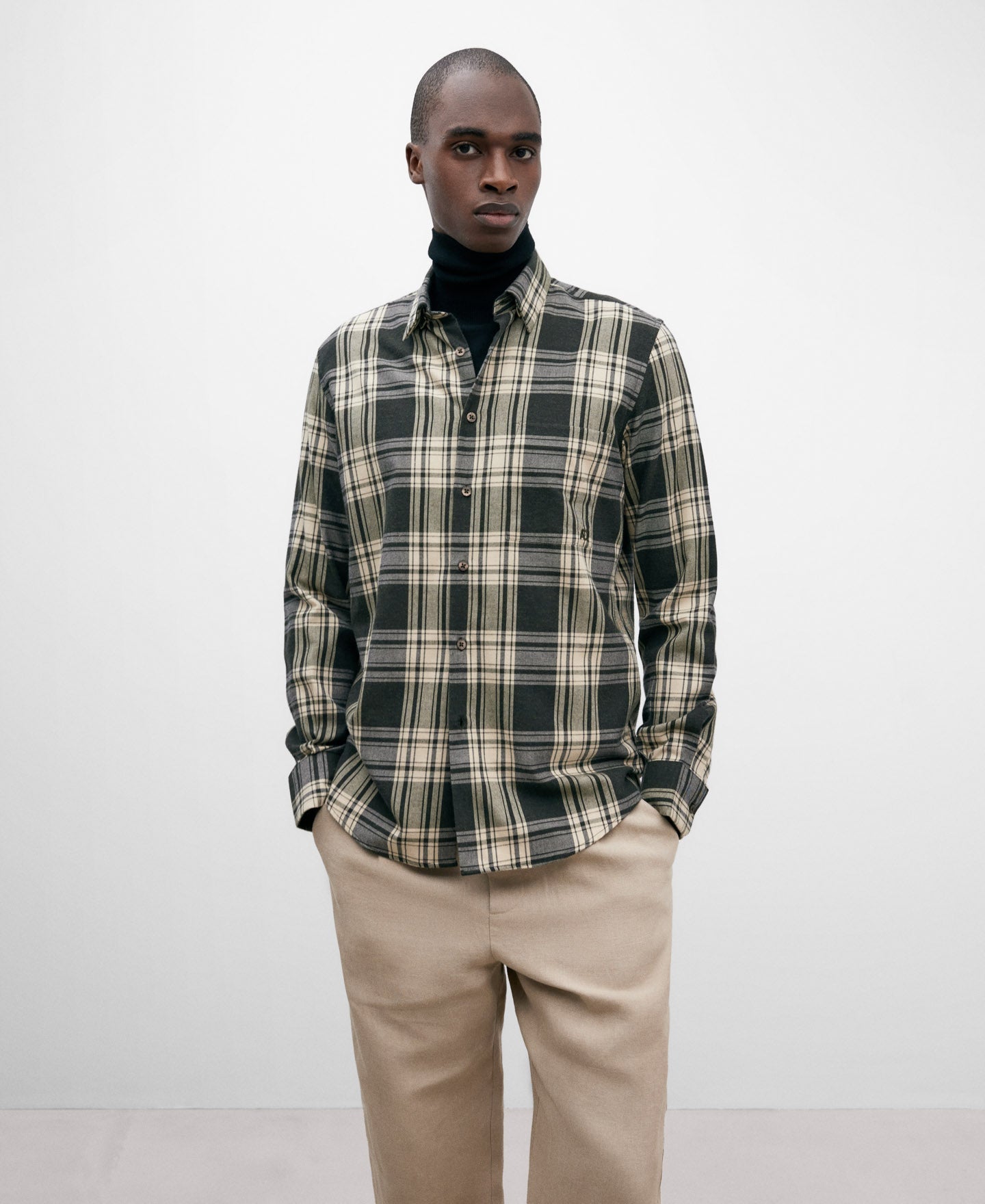 Green Checked Cotton Shirt