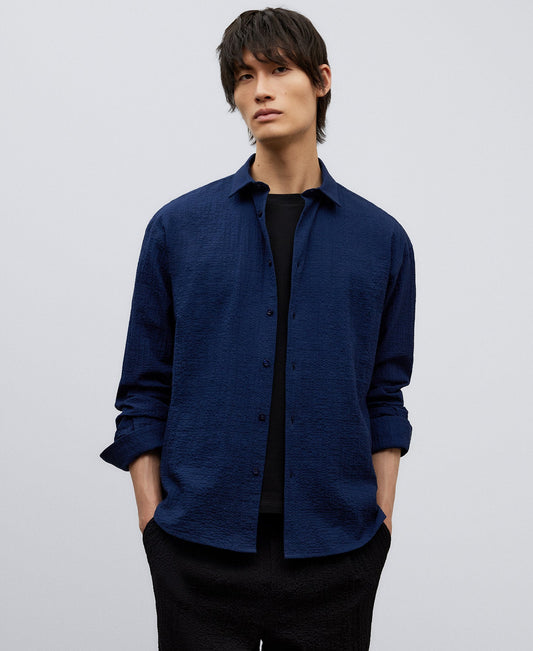 Navy Blue Navy Blue Cotton Shirt