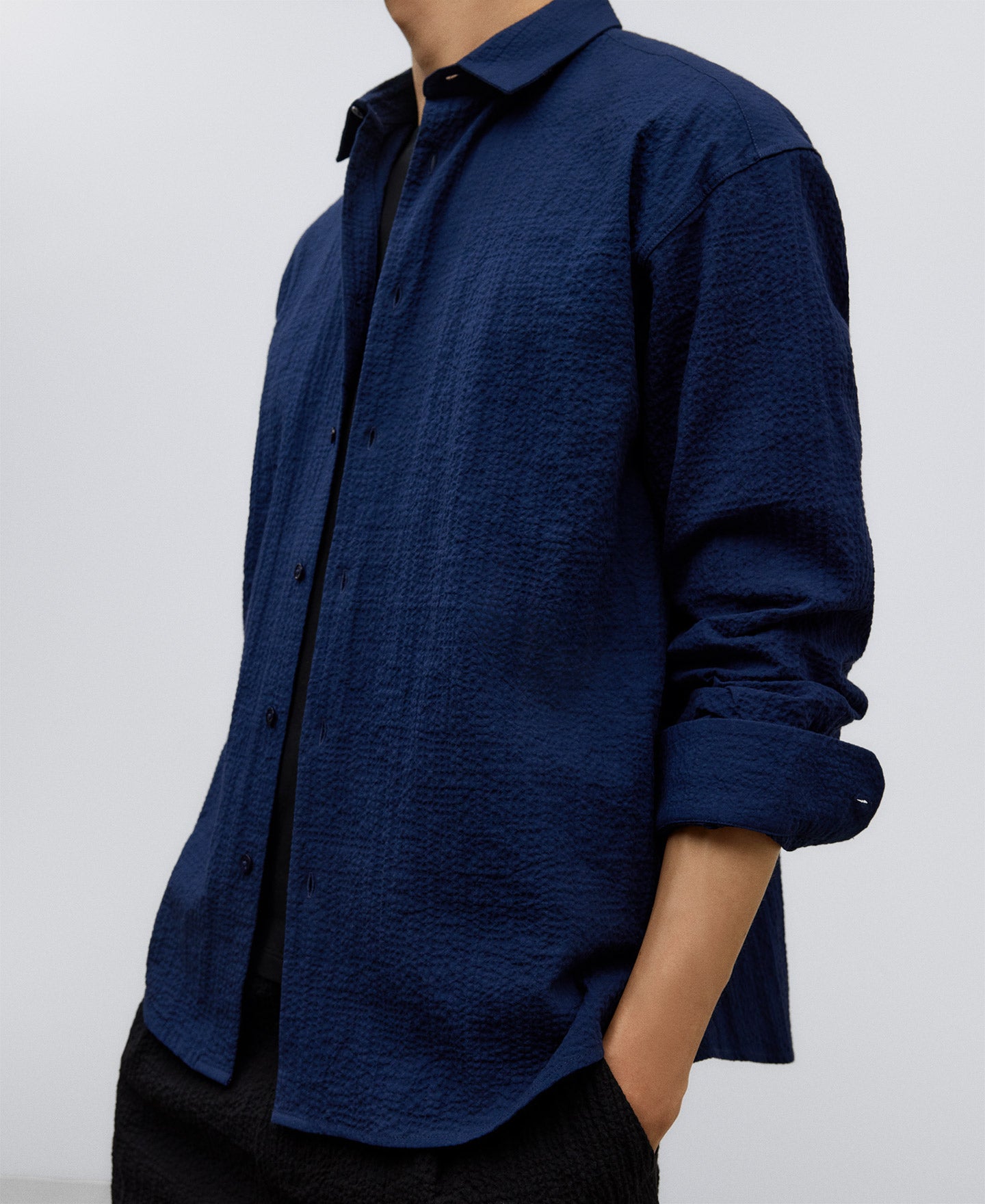 Navy Blue Navy Blue Cotton Shirt