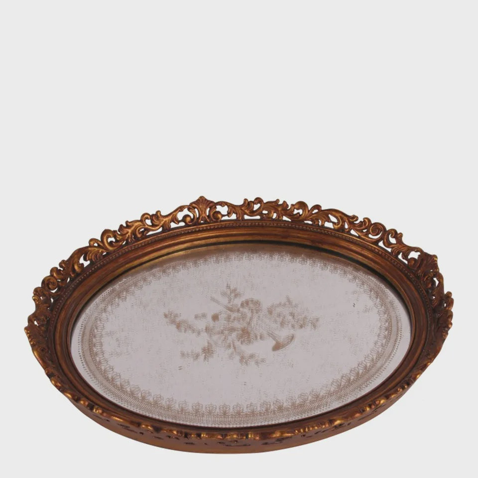 Oval Gold Mirrored Tray 38.5 cm