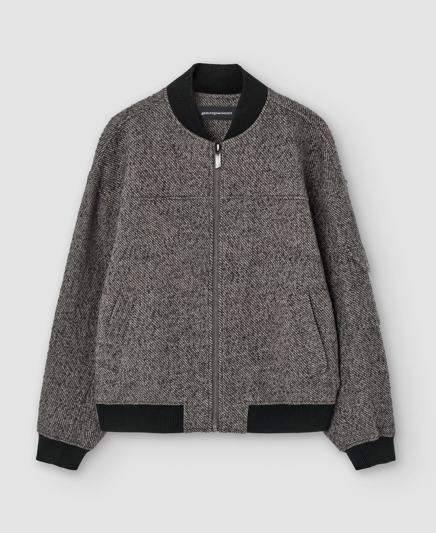 Dark Grey Wool And Polyester Bomber