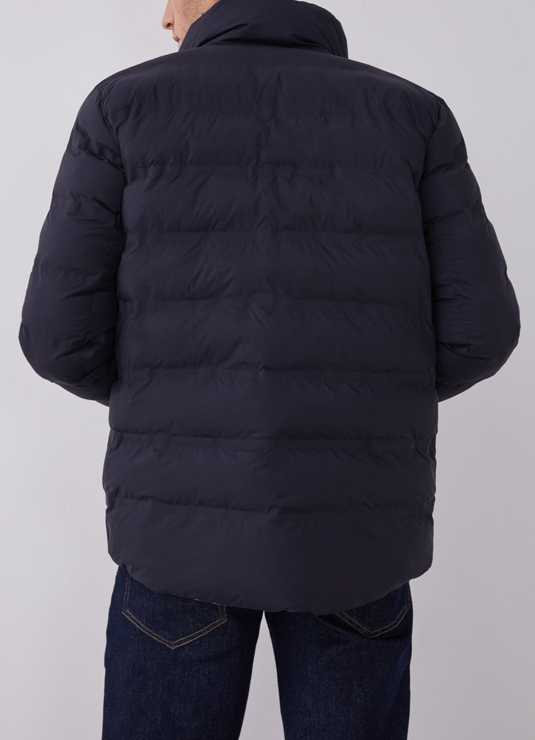 Navy Blue Nylon Padded Jacket