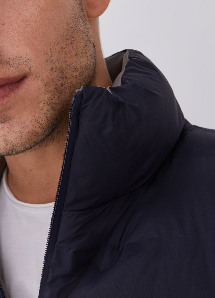 Navy Blue Nylon Padded Jacket