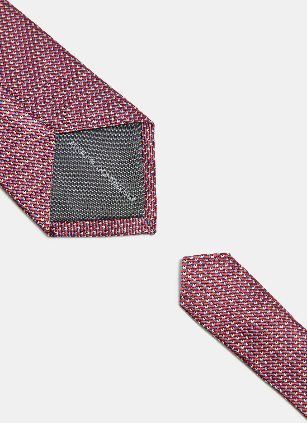 Red/White Silk Tie With Miro-Check