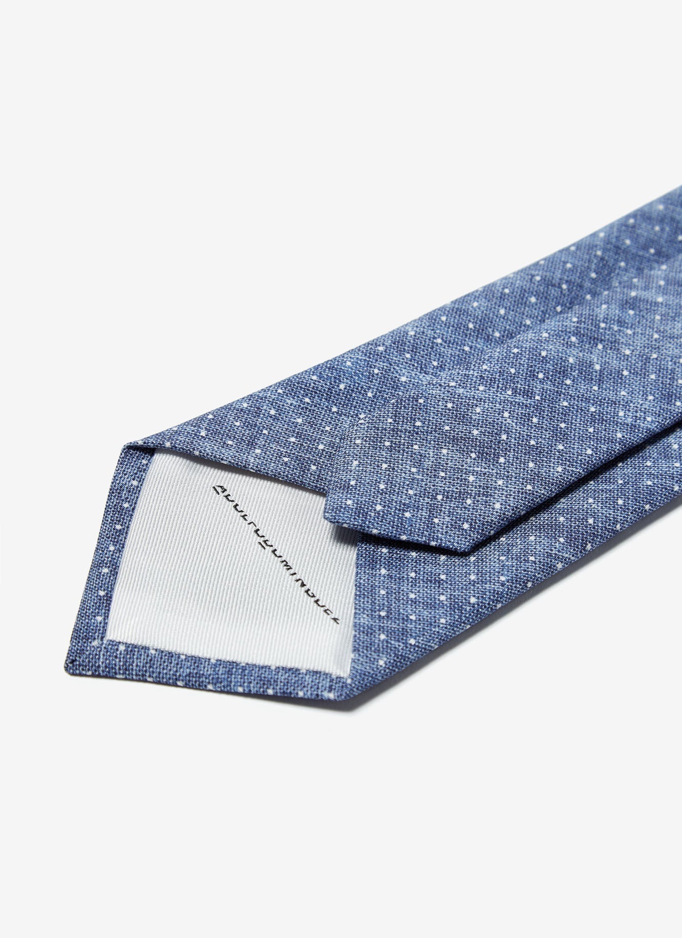 Indigo Denim Tie With Pindot Print