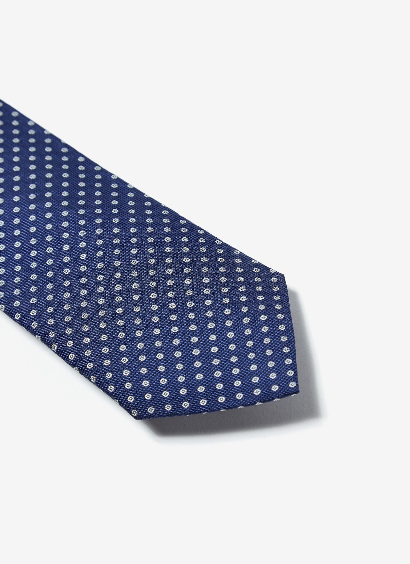 Navy Blue Silk Tie With Polka Dot