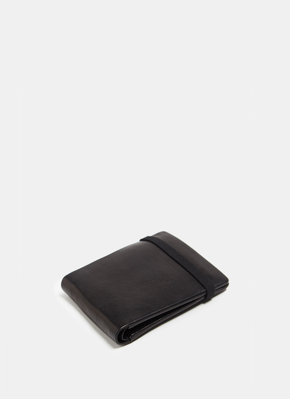 Leather Black Wallet With Elastic Closure