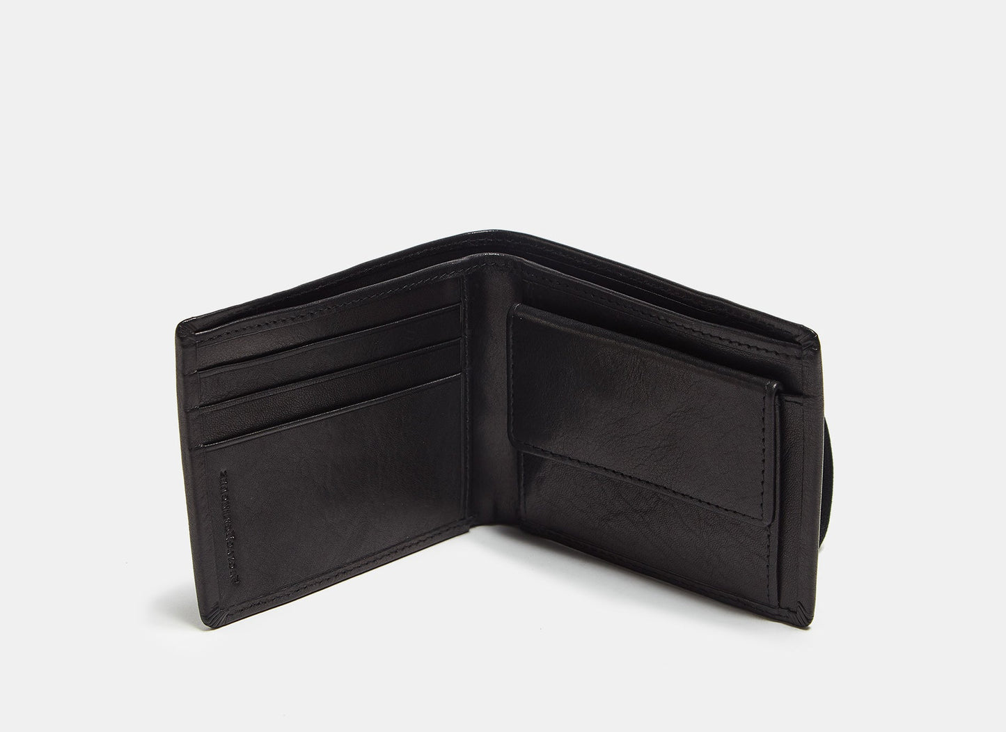 Leather Black Wallet With Elastic Closure