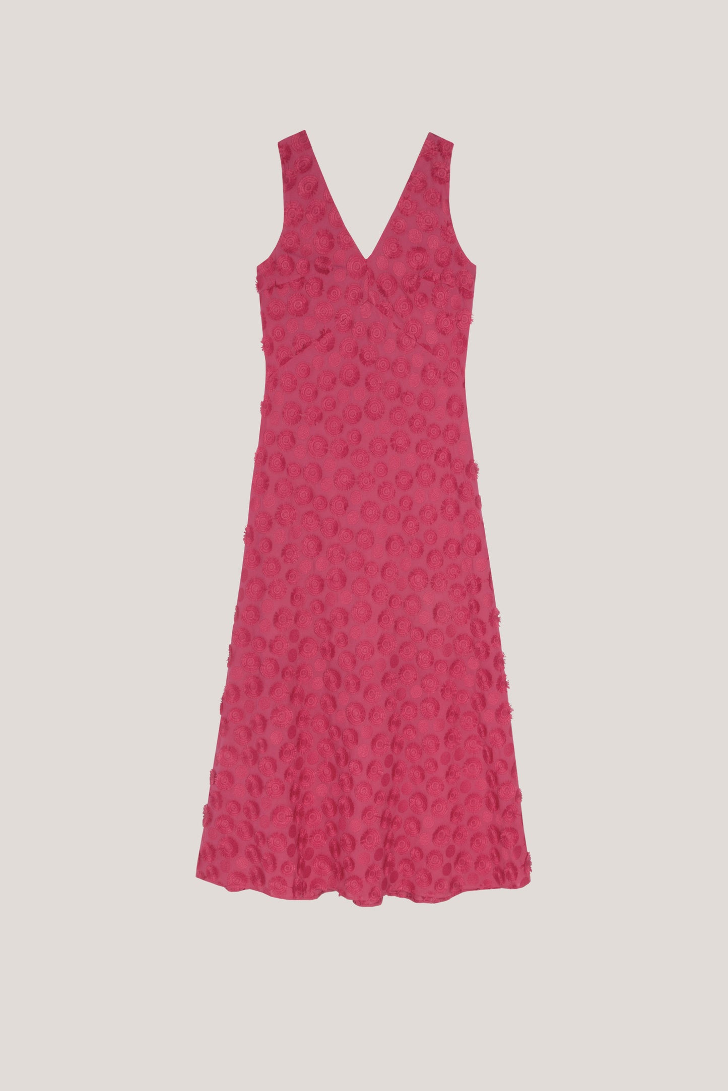 Raspberry sleeveless fil coupé midi dress