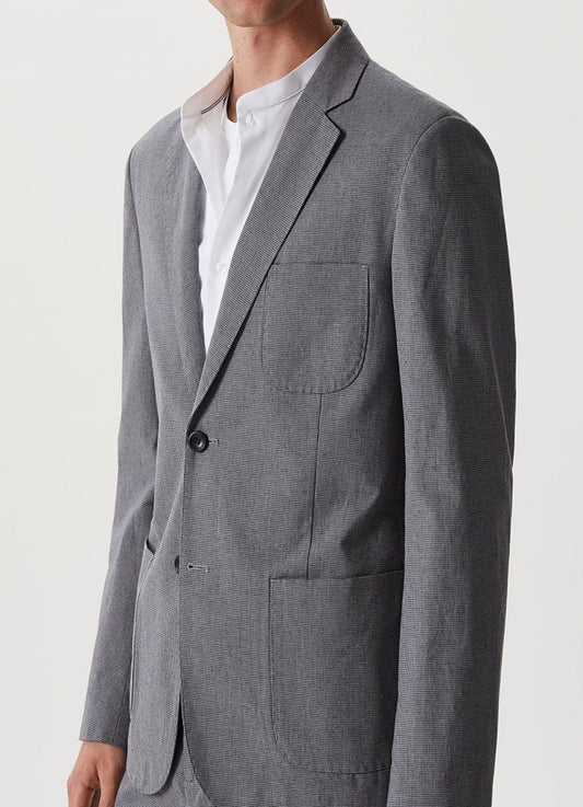 Grey/Black Houndstooth Linen Jacket