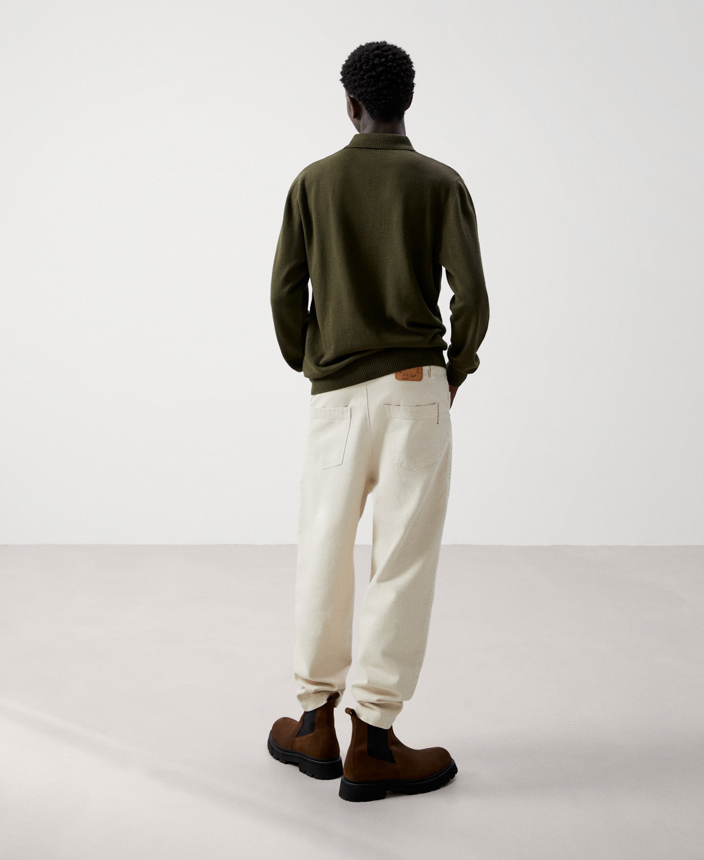 Khaki Cotton And Wool Polo Shirt