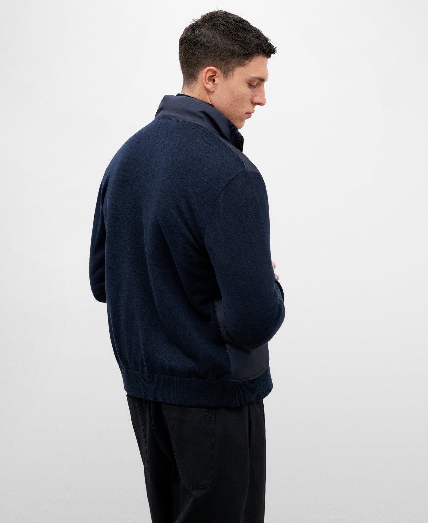 Navy Blue Cotton Cardigan For Men