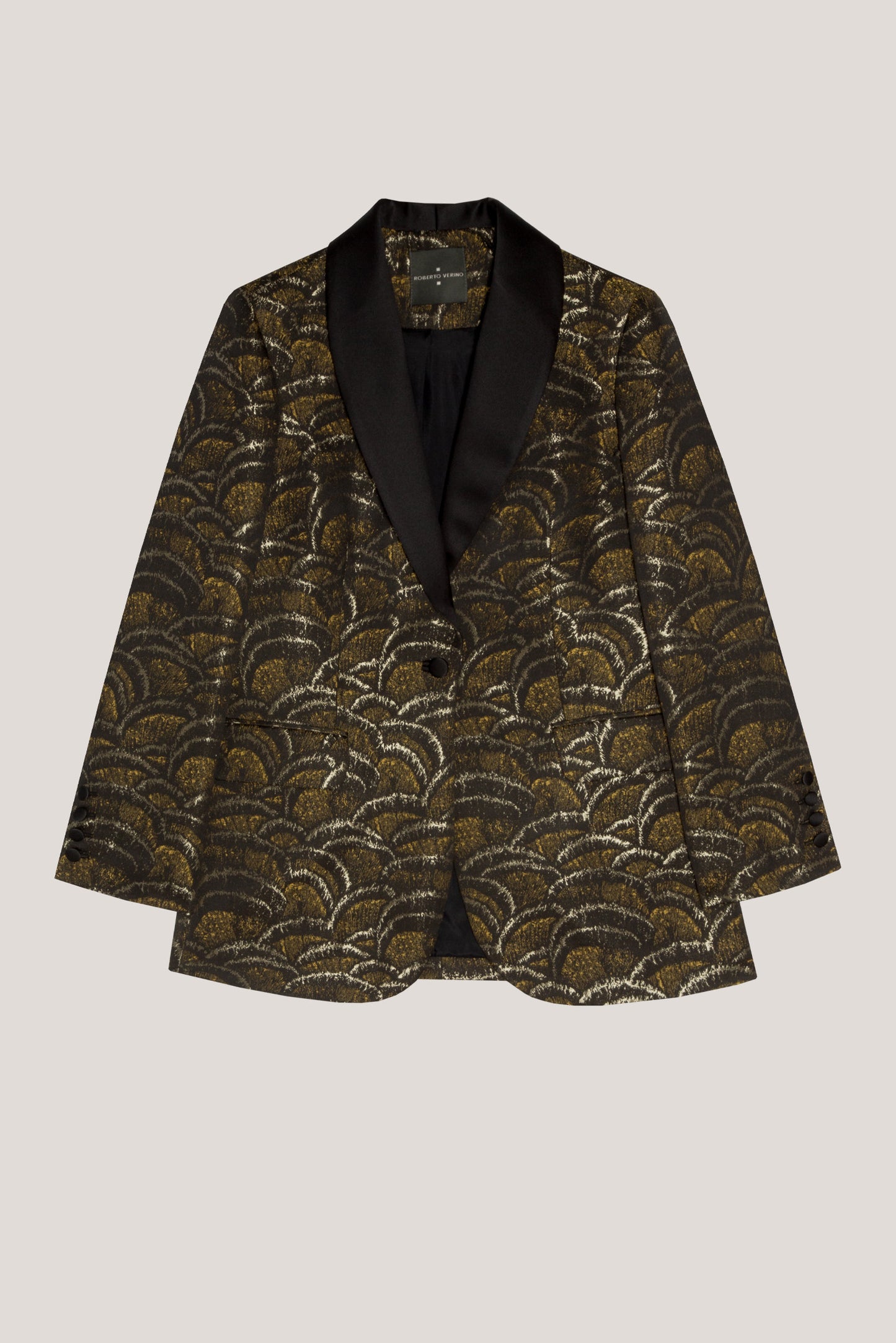 Golden wave jacquard tuxedo jacket with one button