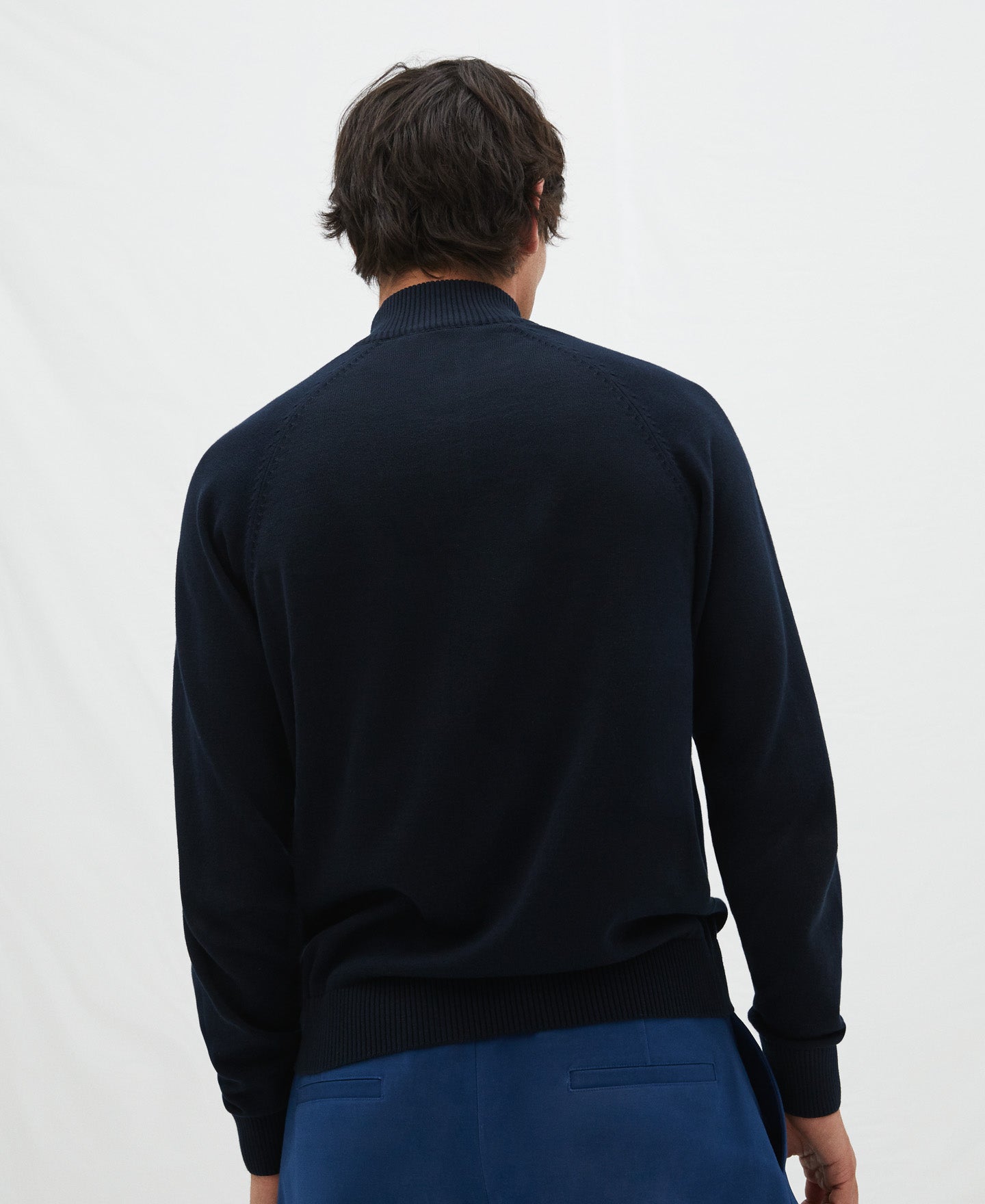 Navy Blue Perkins Neck Sweater