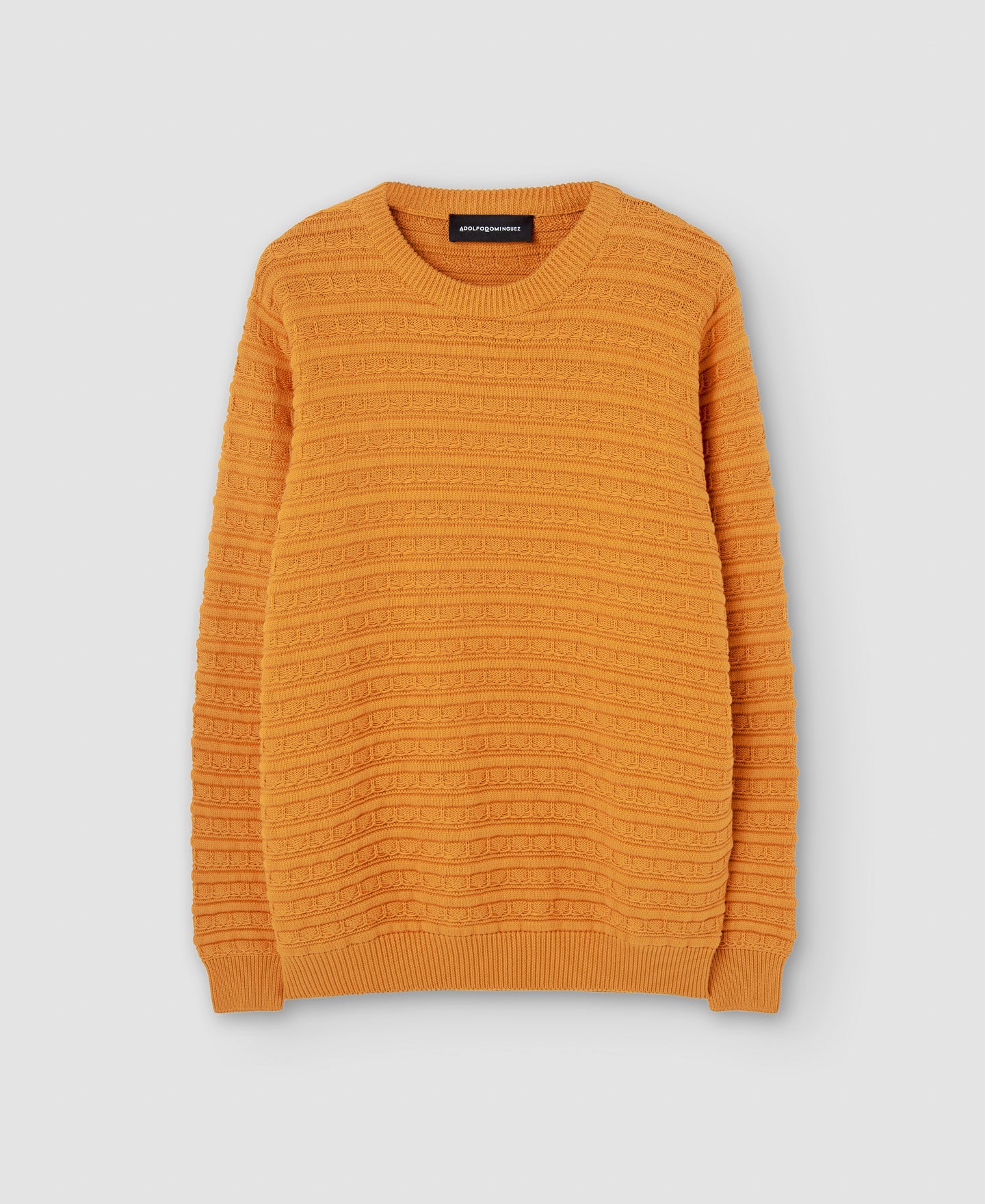 Light Orange Cotton Crew Neck Sweater