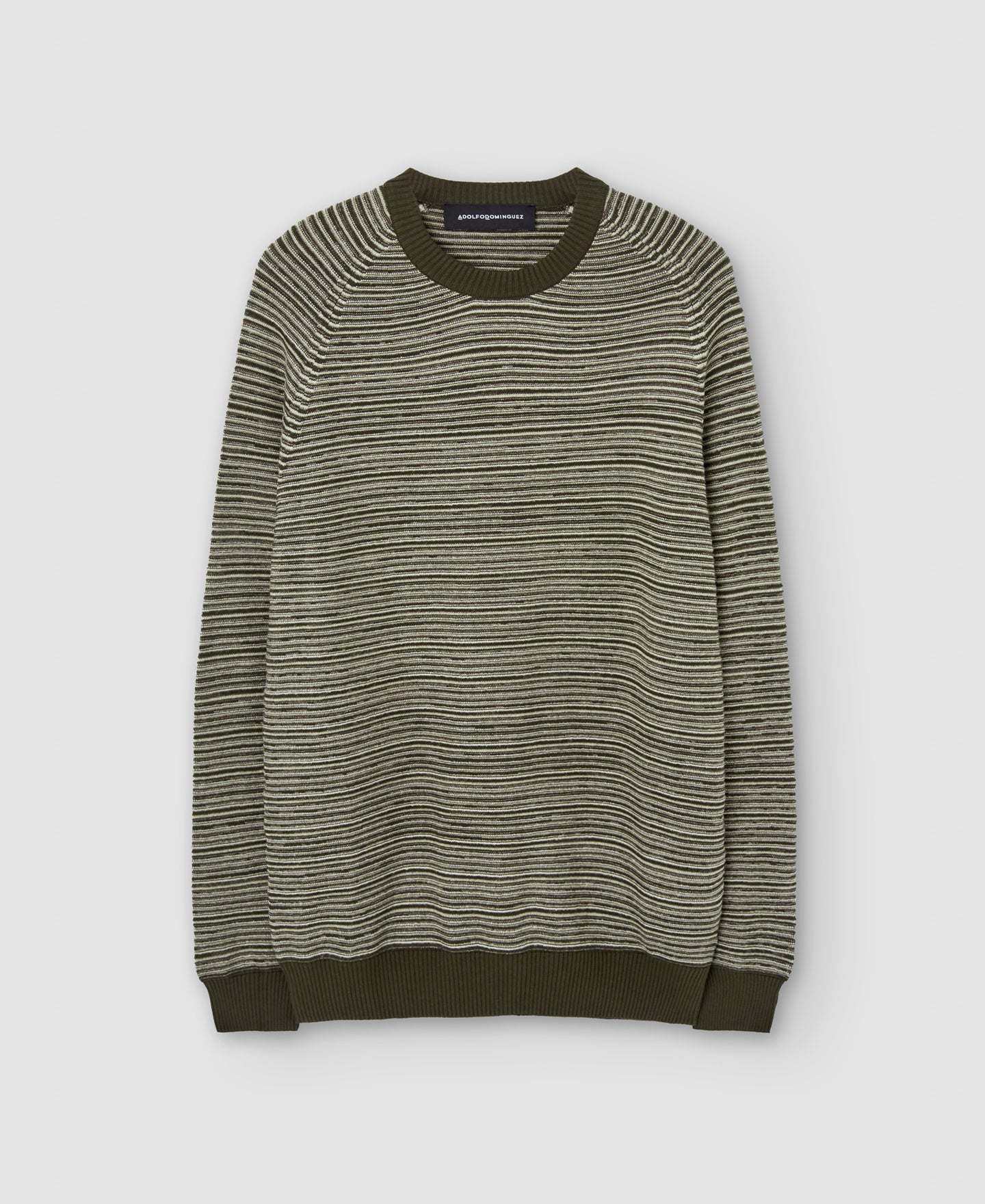 Khaki Cotton Knitted Crew Neck Sweater