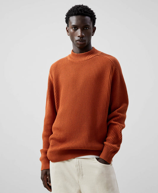 Red Russet Cotton Turtleneck Sweater