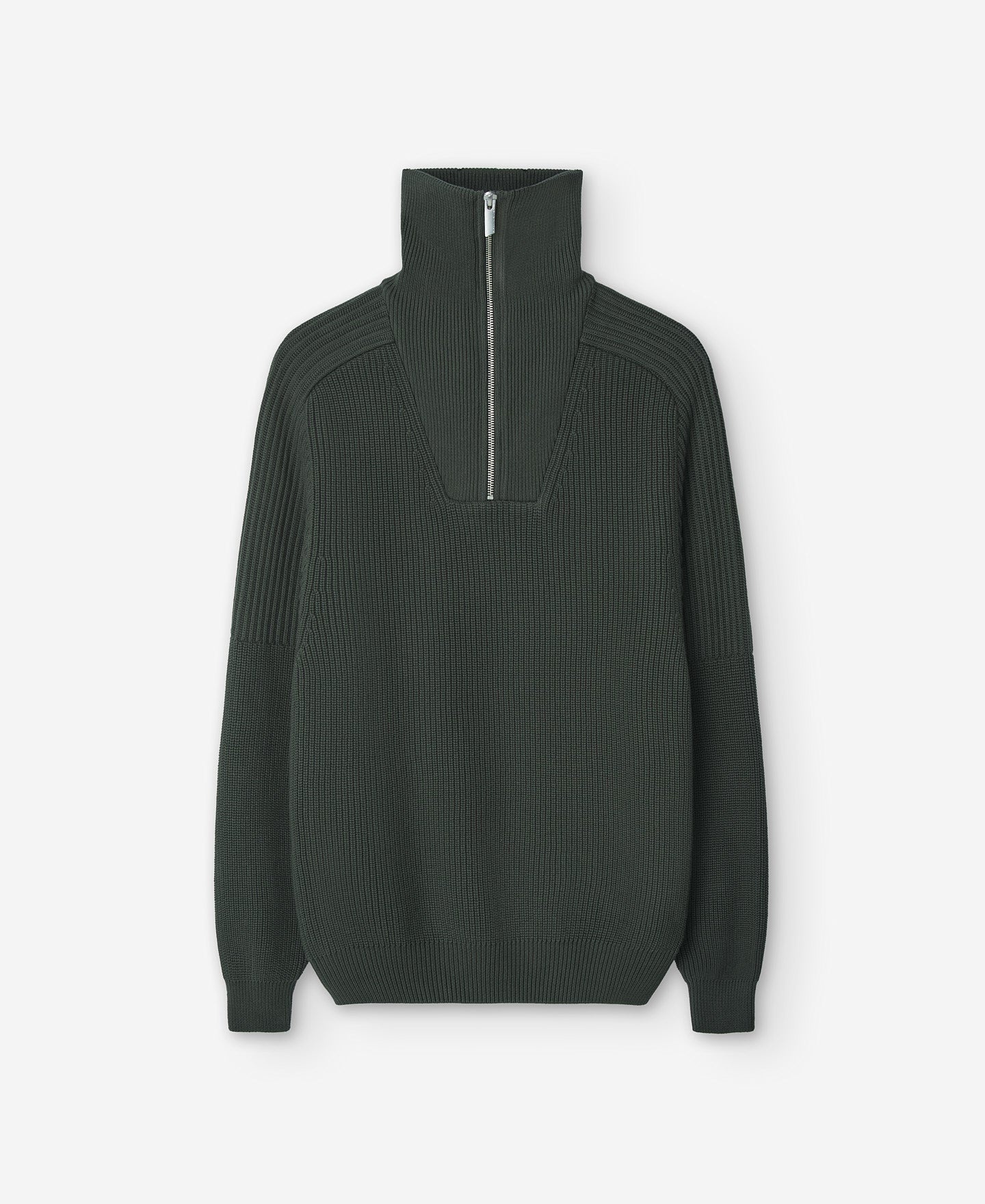 Dark Green Zip Turtleneck Sweater