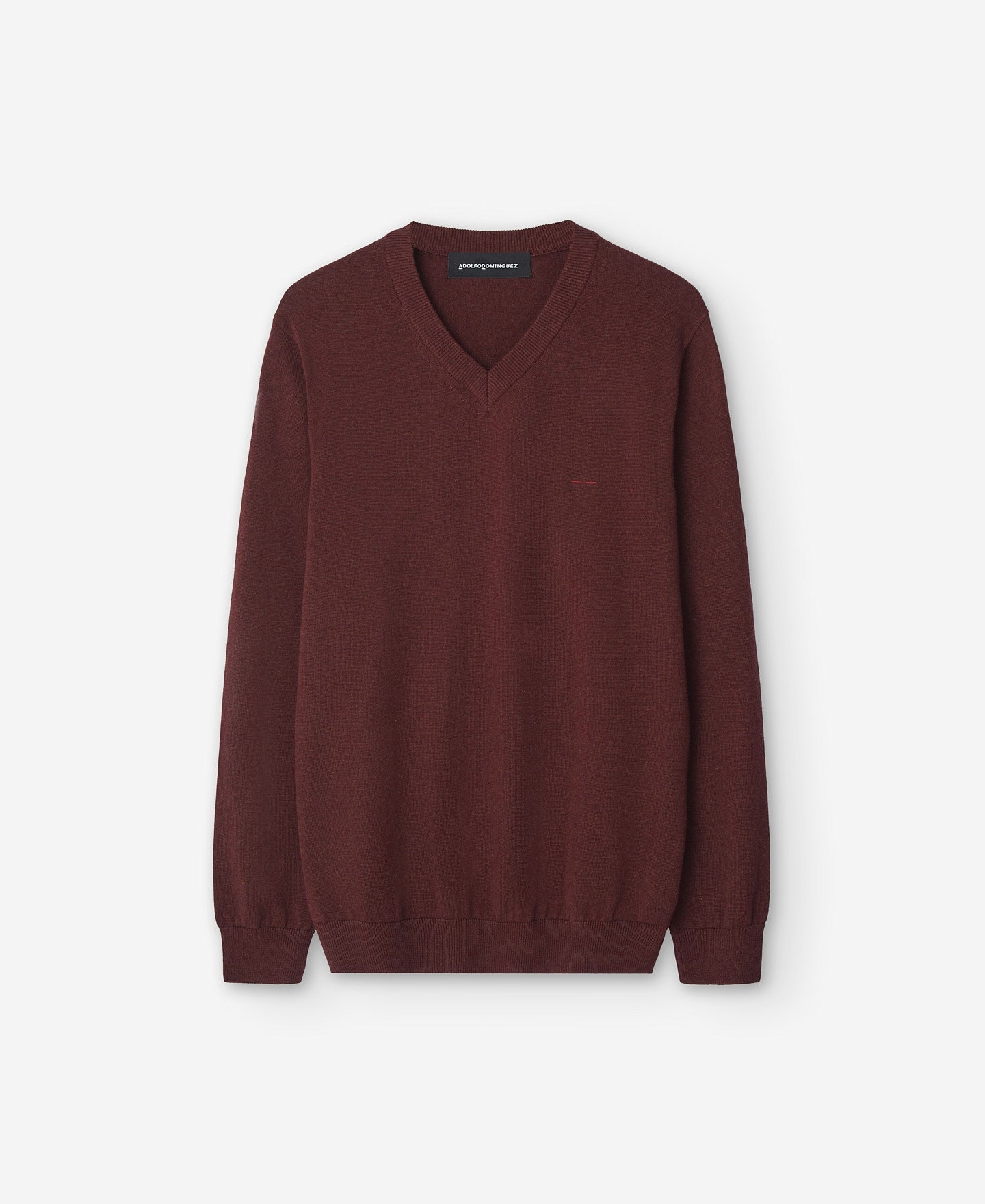 Burgundy V-Neck Cotton Sweater For Men