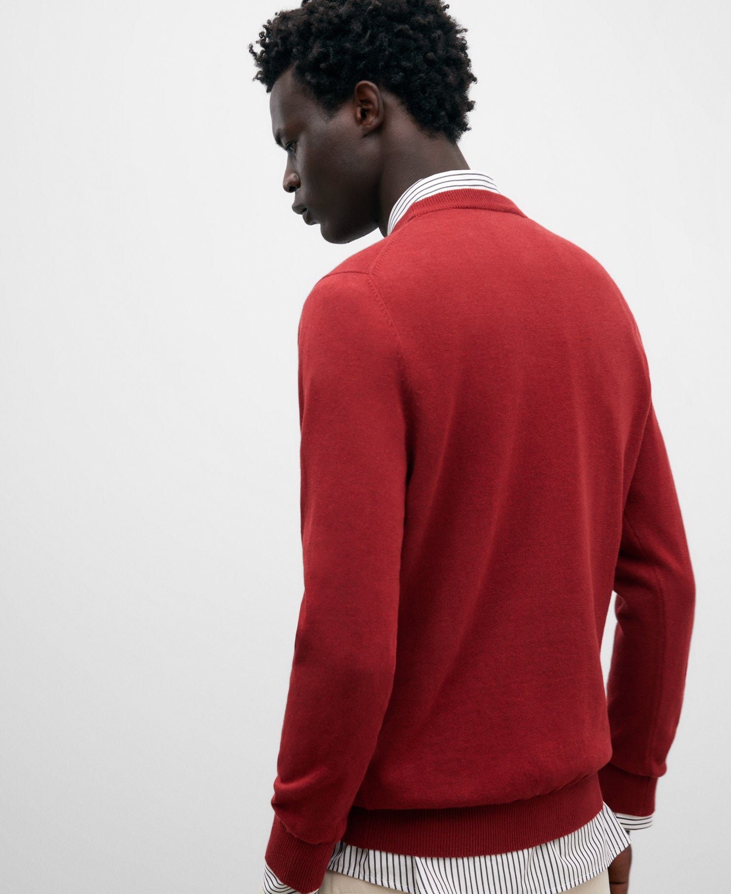 Red Crew Neck Cotton Sweater For Men