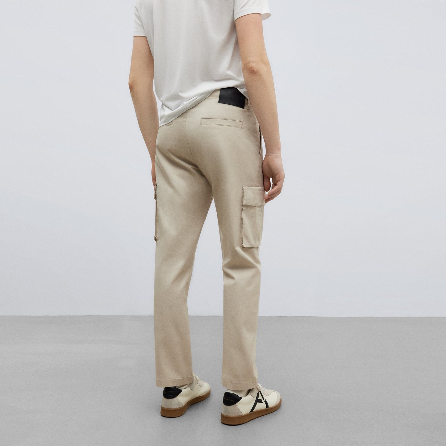 Ecru Ecru Cotton Cargo Trousers