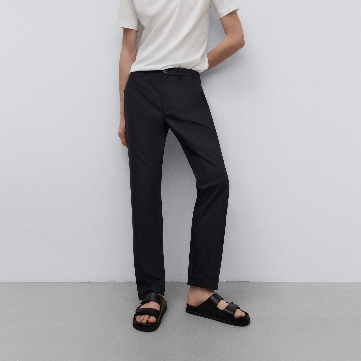 Black Cotton Poplin Trousers