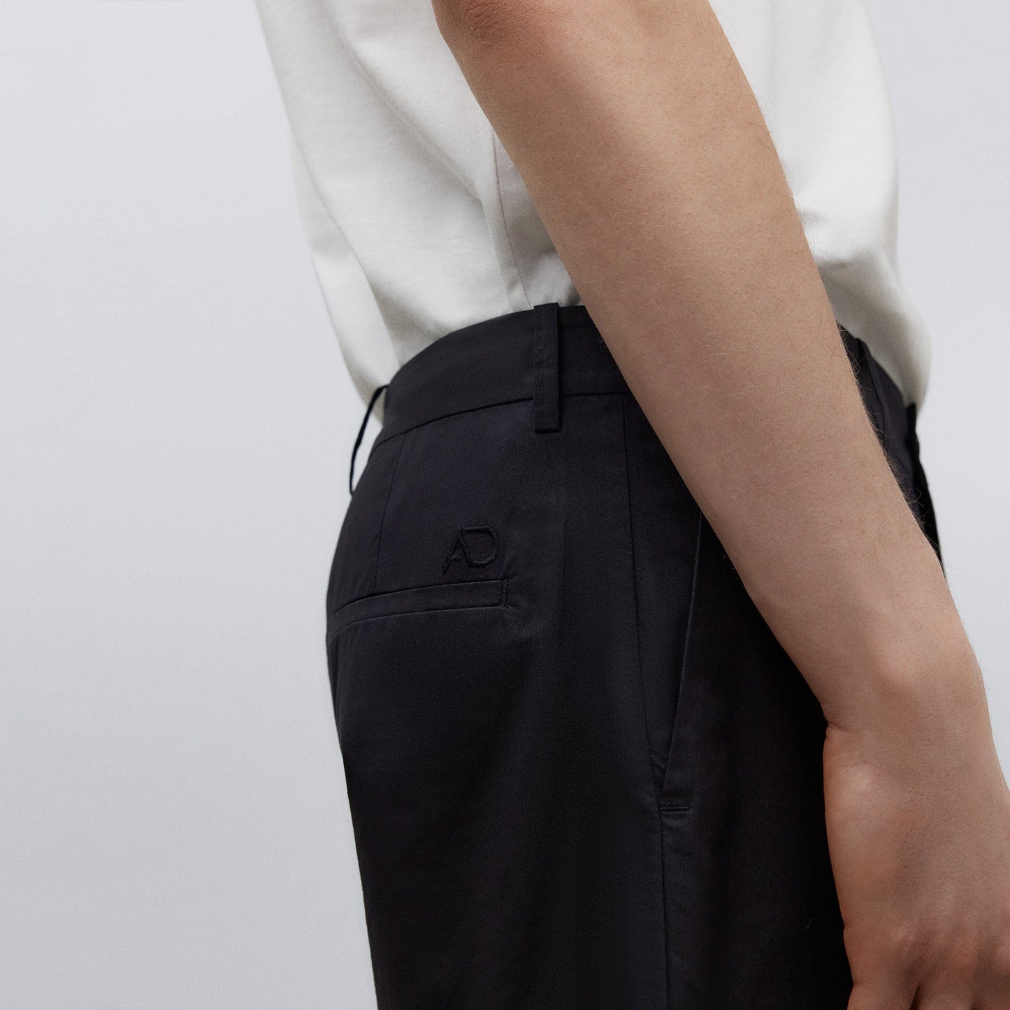 Black Cotton Poplin Trousers