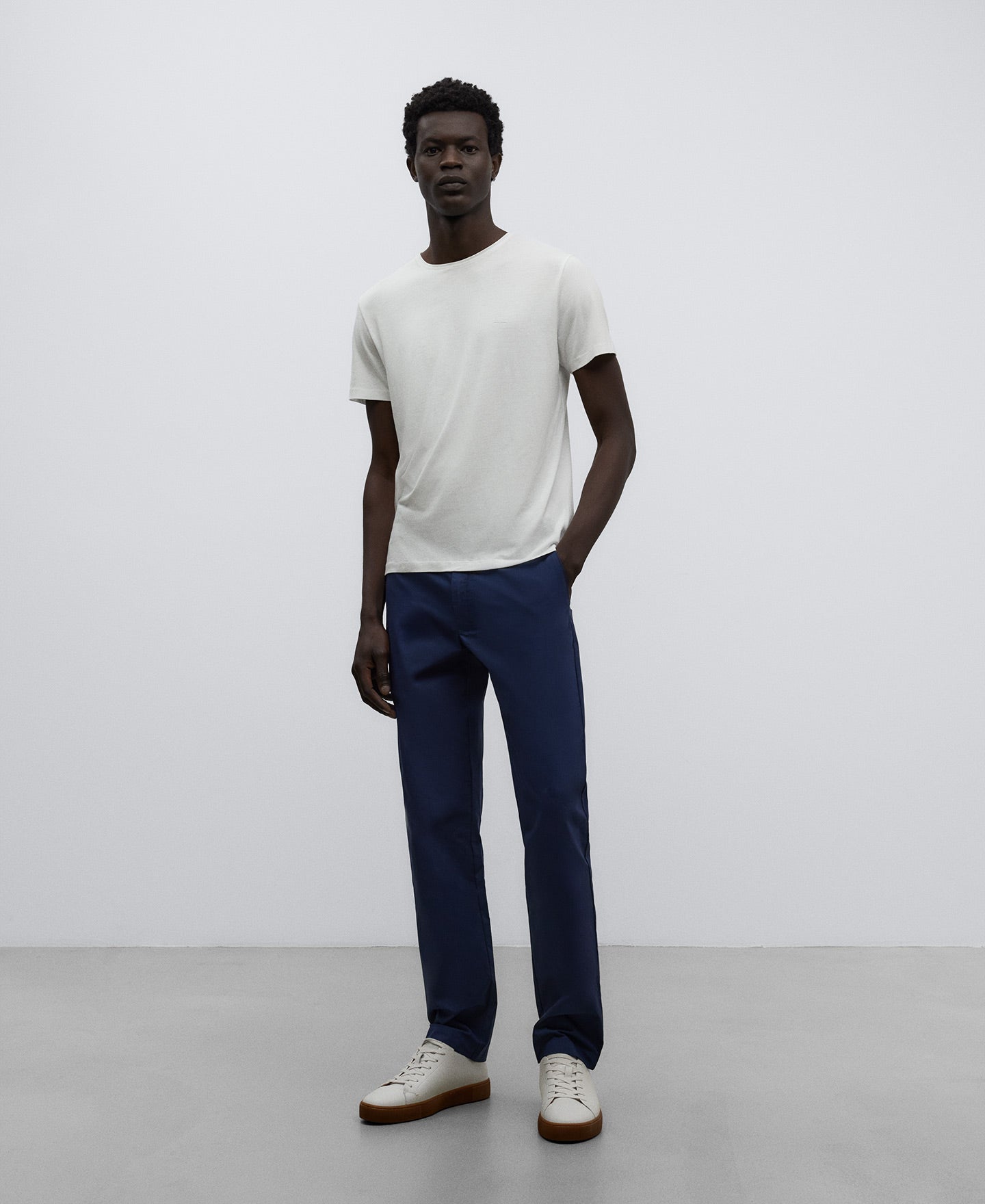 Navy Blue Cotton Poplin Trousers