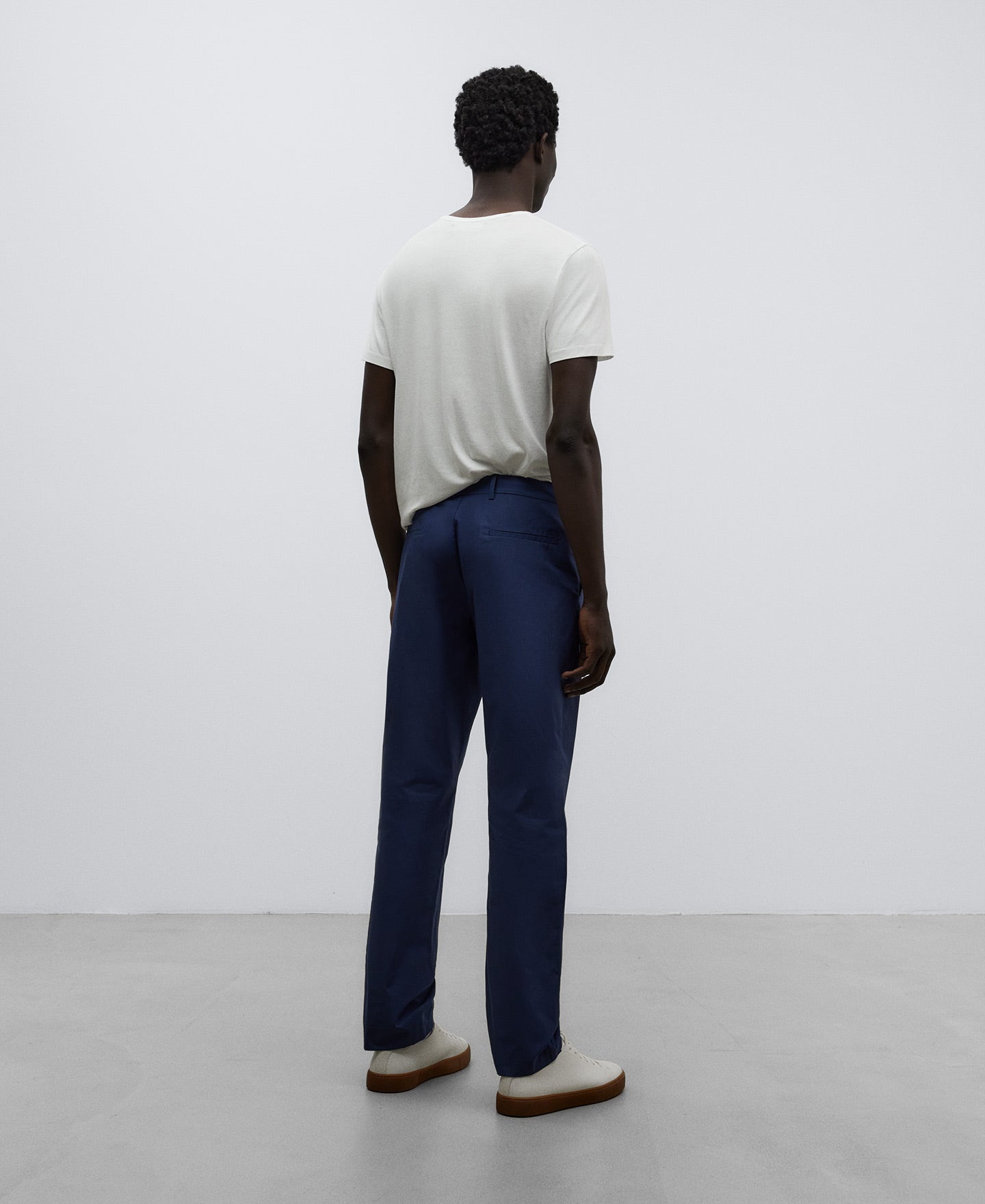 Navy Blue Cotton Poplin Trousers