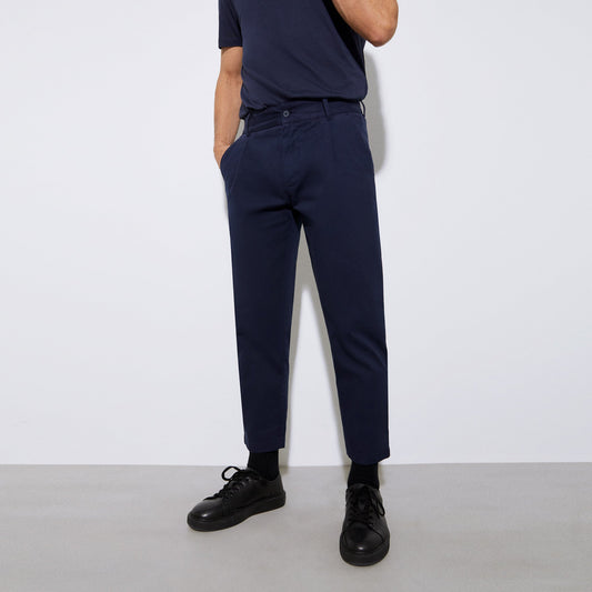 Navyblue Carrot Silhouette Darts Trousers