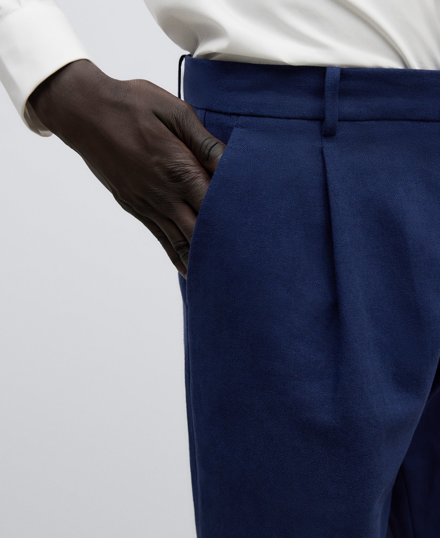 Navy Blue Linen And Cotton Blue Trousers